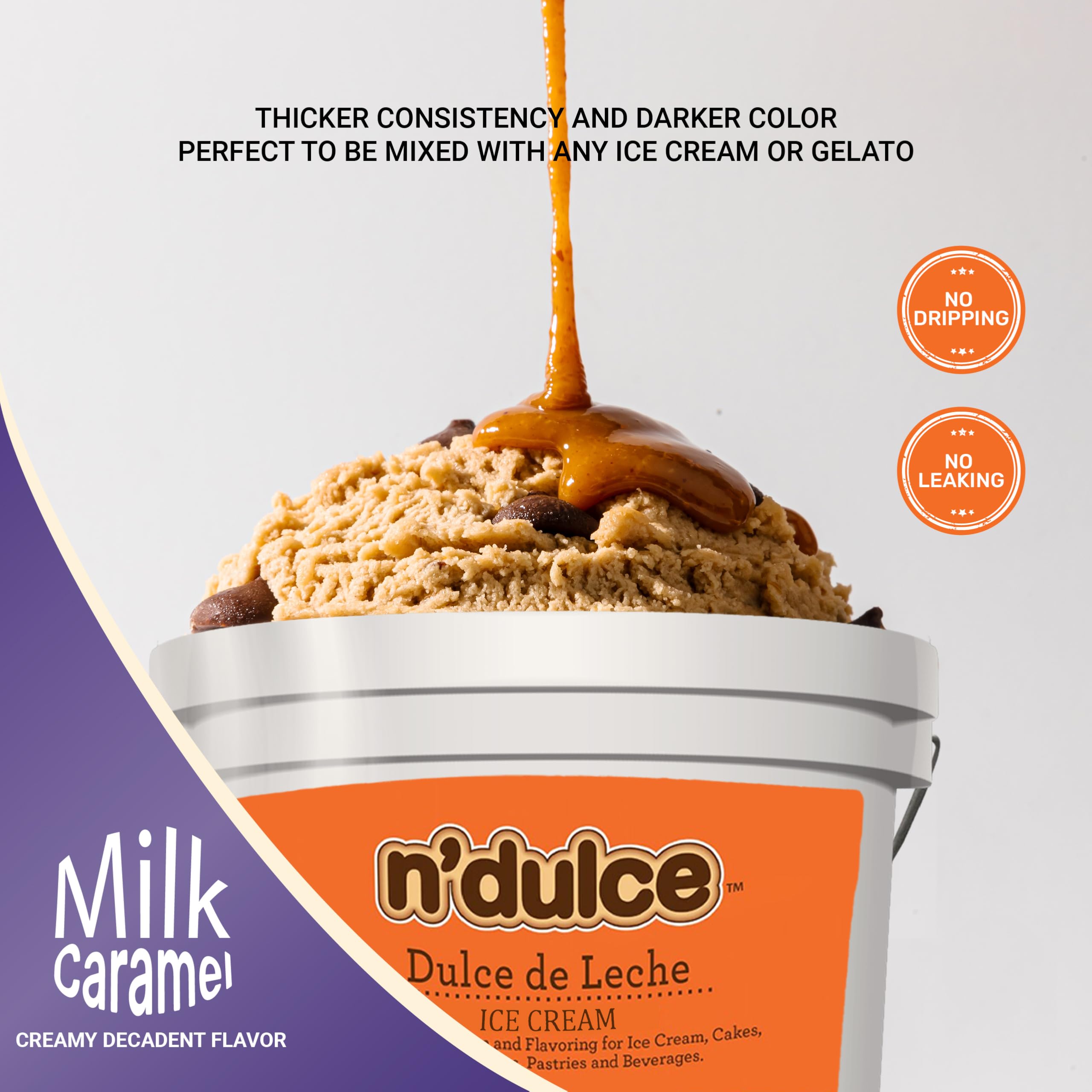 N'Dulce Dulce de Leche Caramel Milk - Premium Ice Cream Base & Topping (55lbs) | Perfect for Coffee, Desserts, Cookies & Ice Cream | Rich Caramel Flavor for Baking & Sweet Treats