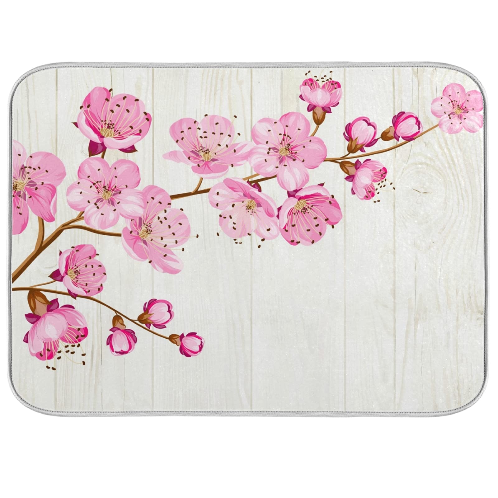 Absorbent Microfiber Dish Drying Mat - 18x16 Inch Reversible Kitchen Counter Pad with Cute Pink Floral Design | Non-Slip Bottle & Dish Drainer for Countertops, Sinks & Drying Racks | Perfect for Kitchens, RVs & Small Spaces