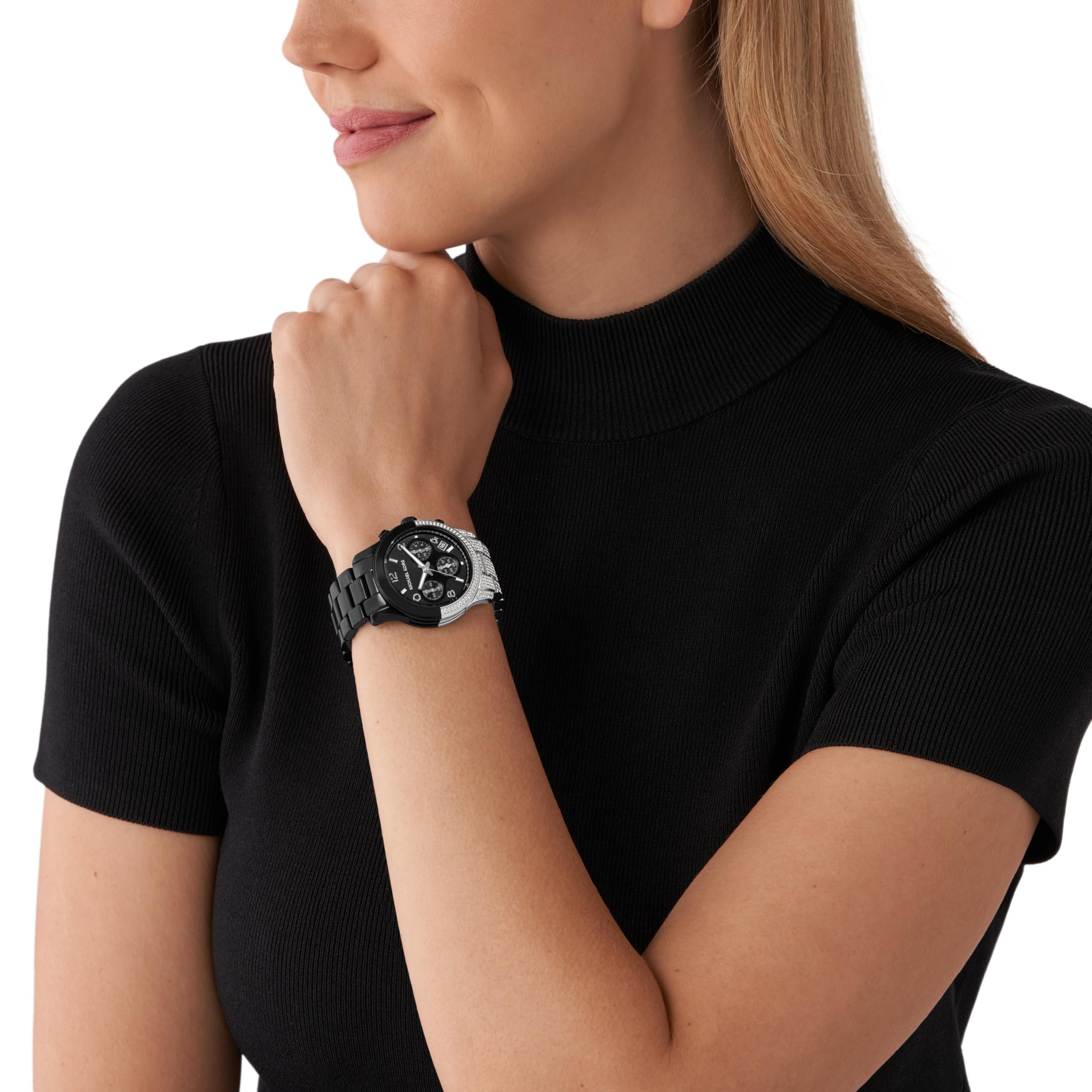 Michael Kors Runway Women's Stainless Steel Watch - Ceramic/Silicone Band Options - Elegant Dress & Casual Timepiece for Work, Parties & Everyday Wear