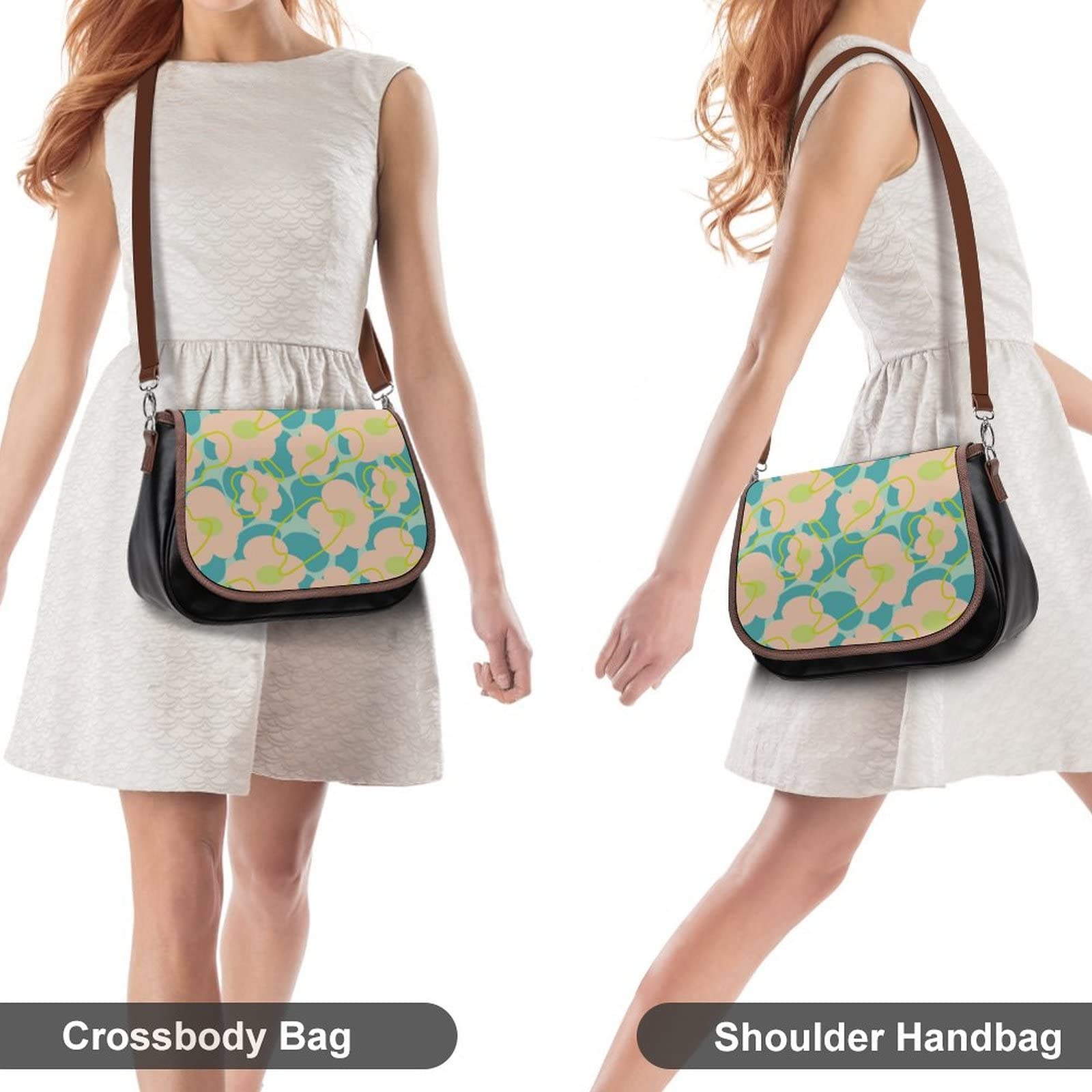 Women's Fashion Crossbody Shoulder Bag - Classic Leather Satchel Hobo Purse with Abstract Pink Floral Design | Perfect for Work, Travel & Everyday Use