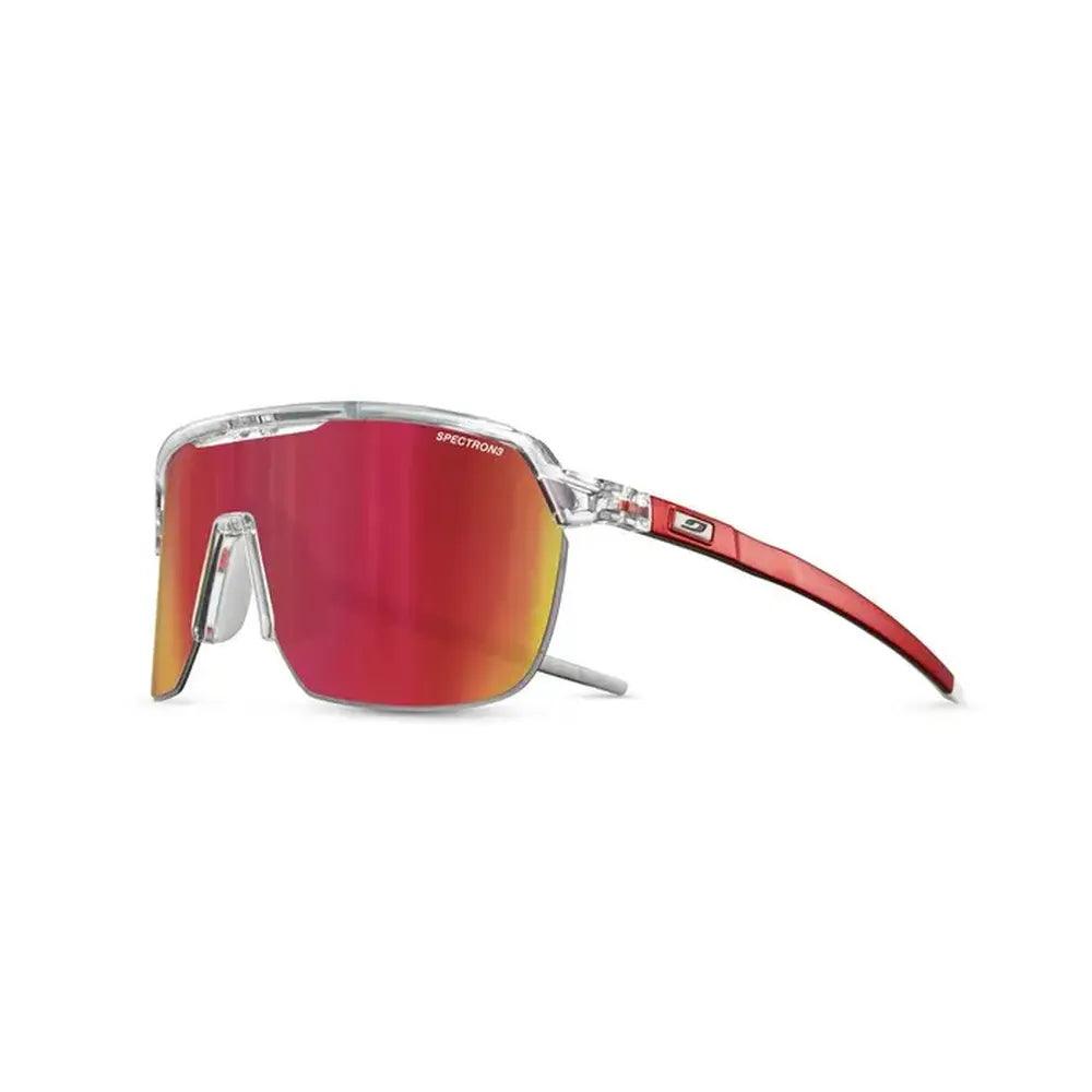 Julbo Frequency SP3 CF Sunglasses - Crystal Lens & Red Frame - UV Protection for Cycling, Running & Outdoor Sports