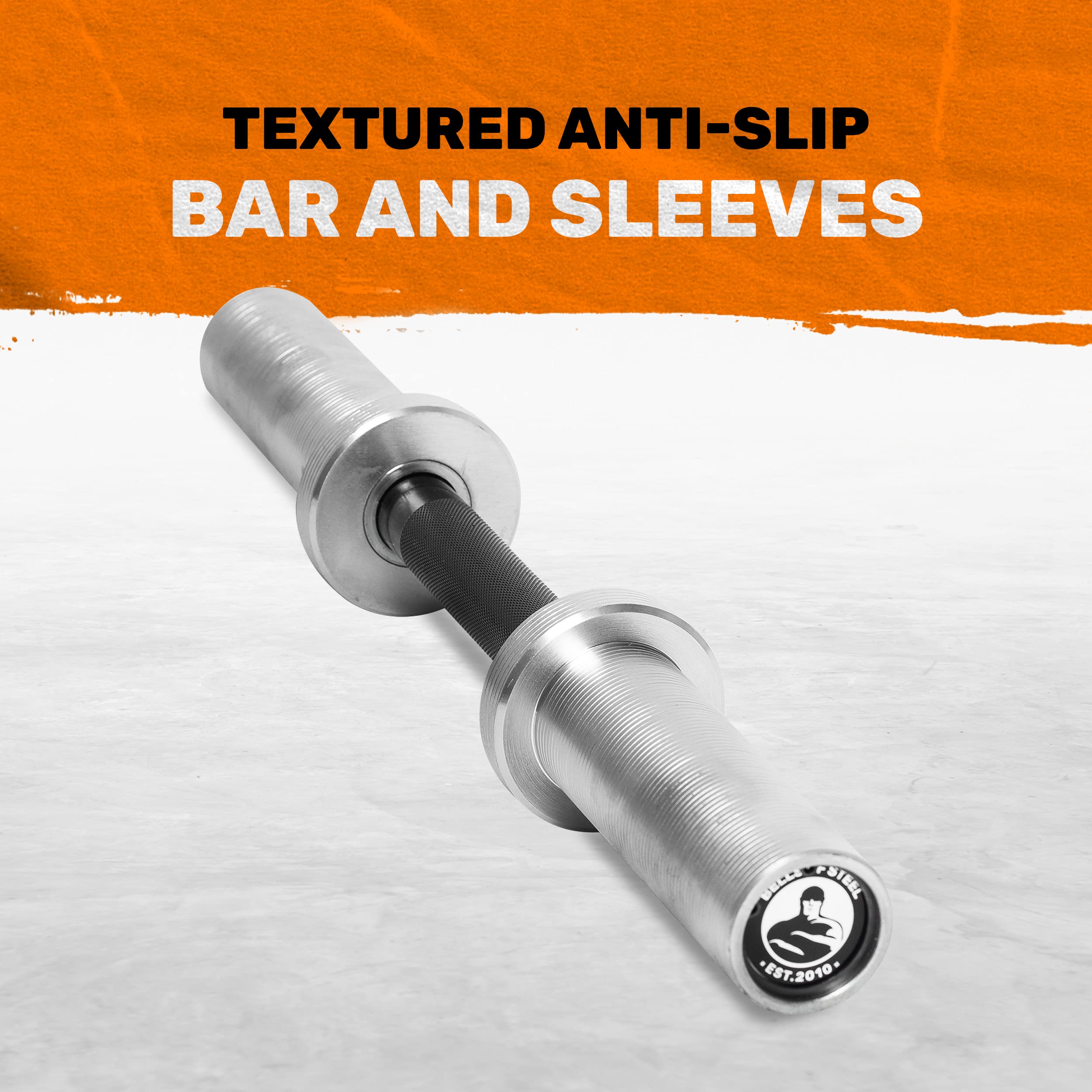 Bells of Steel Loadable Olympic Dumbbell Handle - 200 lb Capacity Weight Plates Bar with Knurled Grip & 28mm Diameter - Perfect for Home Gym Strength Training & CrossFit Workouts