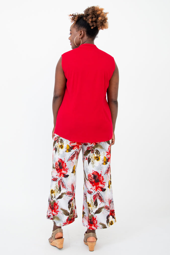 Debbie Women's Tank Top - Soft Linen Bamboo Blend, Flattering Lipstick Red - Perfect for Yoga, Summer Outfits & Casual Wear