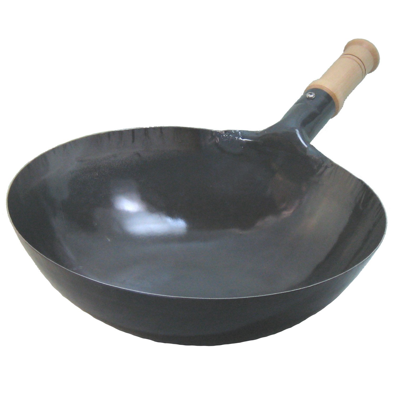 Yamada Kogyosho 13-inch One-Handed Iron Wok with Wooden Handle - Perfect for Stir-Frying, Sautéing & Asian Cooking (33cm)