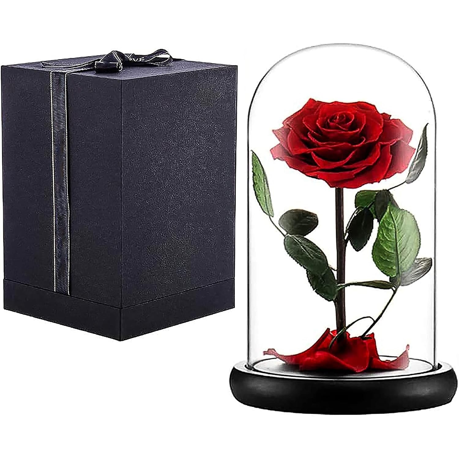 Norcalway Premium Glass Dome Rose Gift for Mom from Daughter, Son & Kids - 6 Hour Timer - Beauty and The Beast Inspired Home Decor - Perfect for Mother's Day, Birthday & Anniversary Gifts - Elegant Centerpiece for Living Room, Bedroom & Office Decor