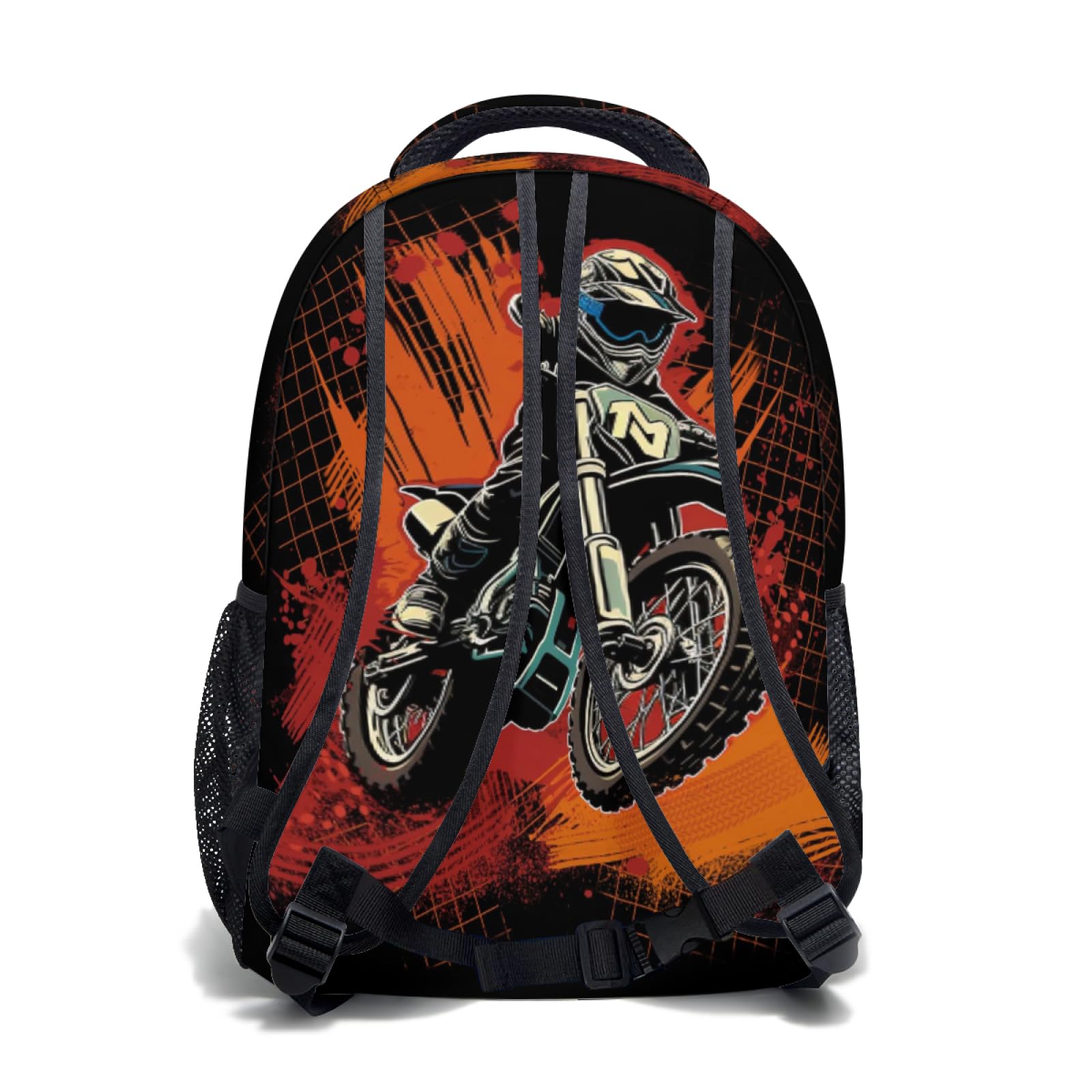 Kawani Motorcycle Graffiti College Backpack for Women & Teens - Dirt Bike Pattern School Bag, Laptop Backpack for Travel, Hiking, Camping, Gym & Daily Use - Perfect for School, Work & Outdoor Adventures