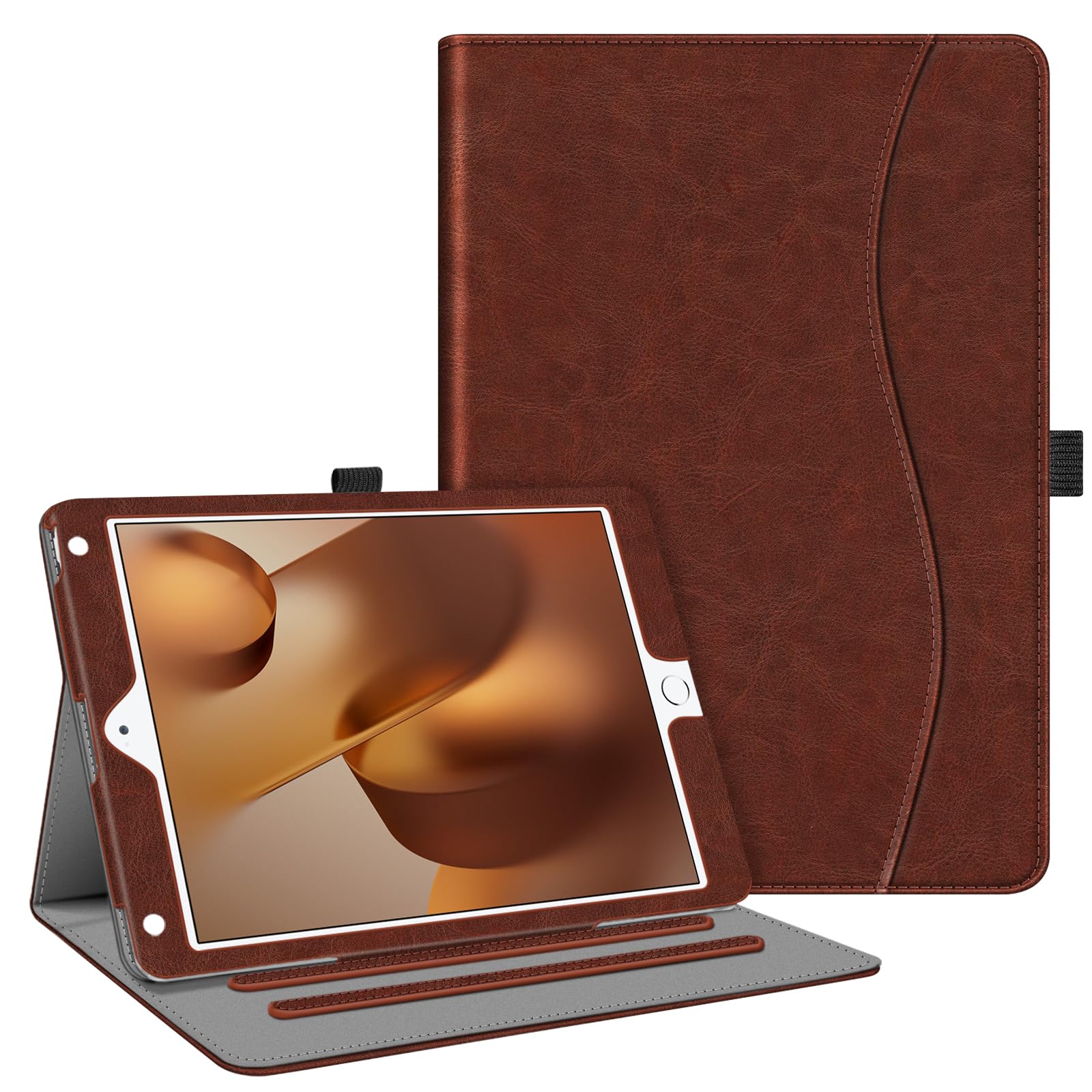 Fintie Protective Case for iPad 6th/5th Generation (2018/2017 Model) & iPad Air 2/Air 1 (9.7 Inch) - Vintage Brown PU Leather Cover with Corner Protection, Multi-Angle Stand & Storage Pocket - Perfect for Work, School & Travel