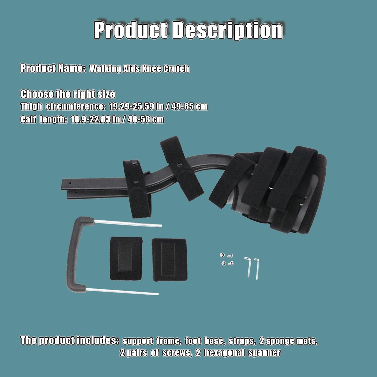 **Hands Free Knee Crutches for Adults - Adjustable Height, Anti-Slip Leg Support for Walking, Injury Recovery, Ankle Fracture & Plantar Fasciitis Relief - Ideal for Mobility Assistance & Post-Surgery Rehabilitation**