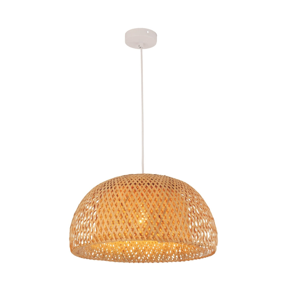 CANASTA Pendant Lamp - 40W Large Bamboo Finish Chandelier (OD450mm x L260mm) - Perfect for Dining Room, Kitchen Island & Boho Home Decor