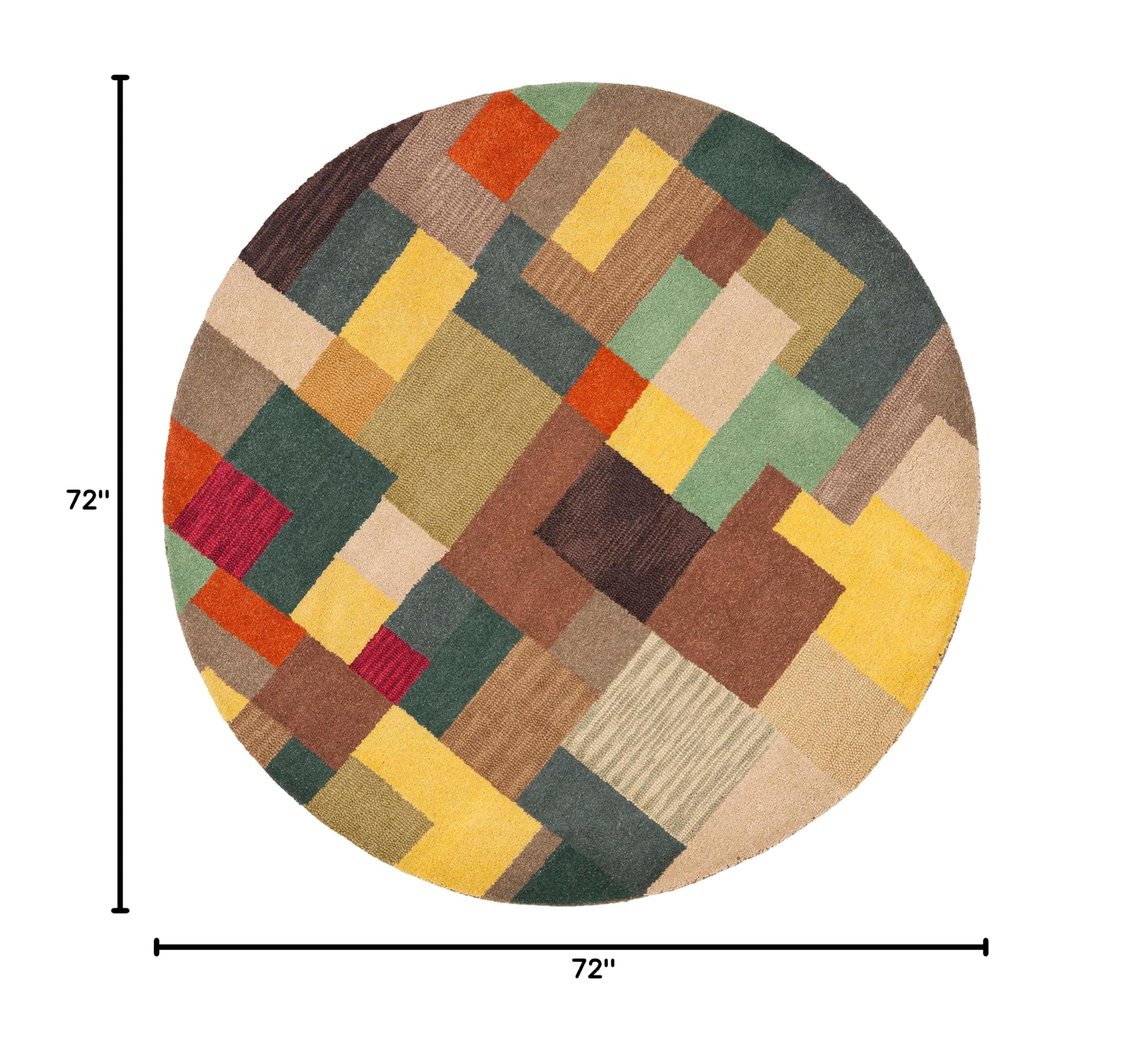 SAFAVIEH Soho Collection 6-Foot Round Modern Abstract Handmade Wool Area Rug - SOH923A | Premium Quality for Living Room, Bedroom & Office Decor