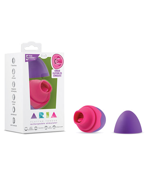 Aria Flutter Tongue Rechargeable Silicone Vibrator - Purple | Waterproof & USB Rechargeable Adult Toy for Couples & Solo Play | Perfect for Foreplay, Sensual Massage & Intimate Moments