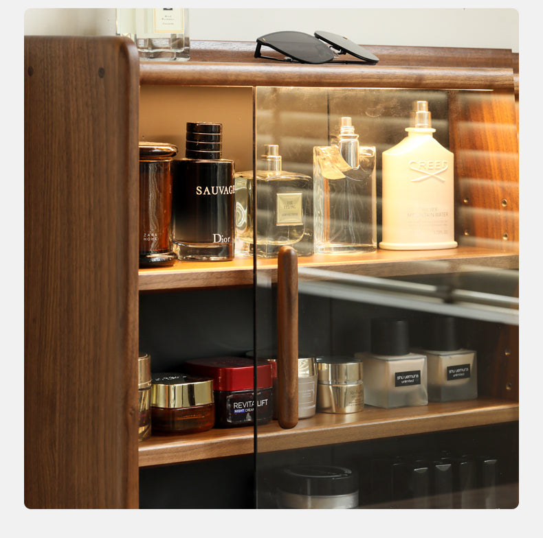 Luxury Black Walnut Solid Wood Vanity Dressing Table with Mirror - Perfect for Bedroom, Makeup & Beauty Organization