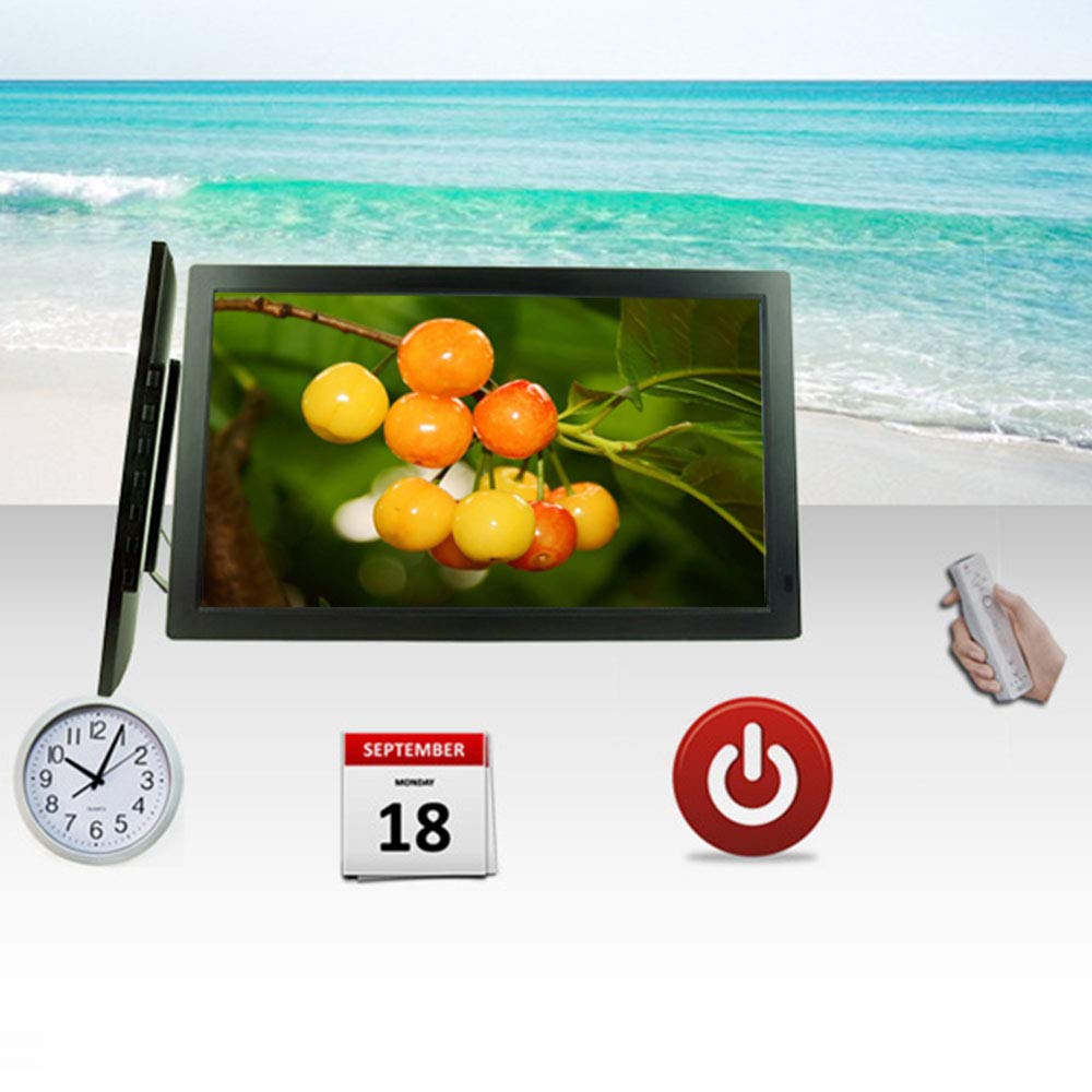 BINGQIAN 18.5 Inch Digital Picture Frame - Full HD Display with Photo, Music & Video Player, Calendar, Alarm Clock & Auto On/Off Timer - Perfect for Home Decor, Office Display & Gift Giving