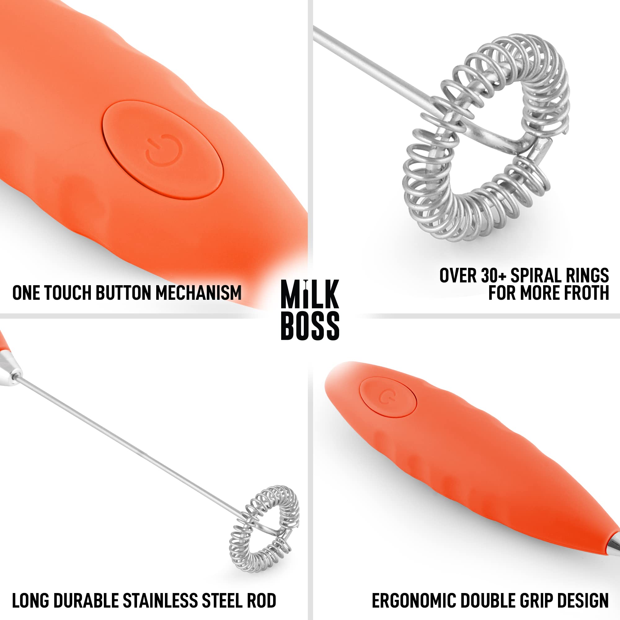Premium Electric Milk Frother for Coffee & Matcha - Handheld Drink Mixer with Comfort Grip - Battery Powered Whisk for Lattes, Cappuccinos & Smoothies - Perfect for Home, Office & Cafe Use (Peaches/Cream)