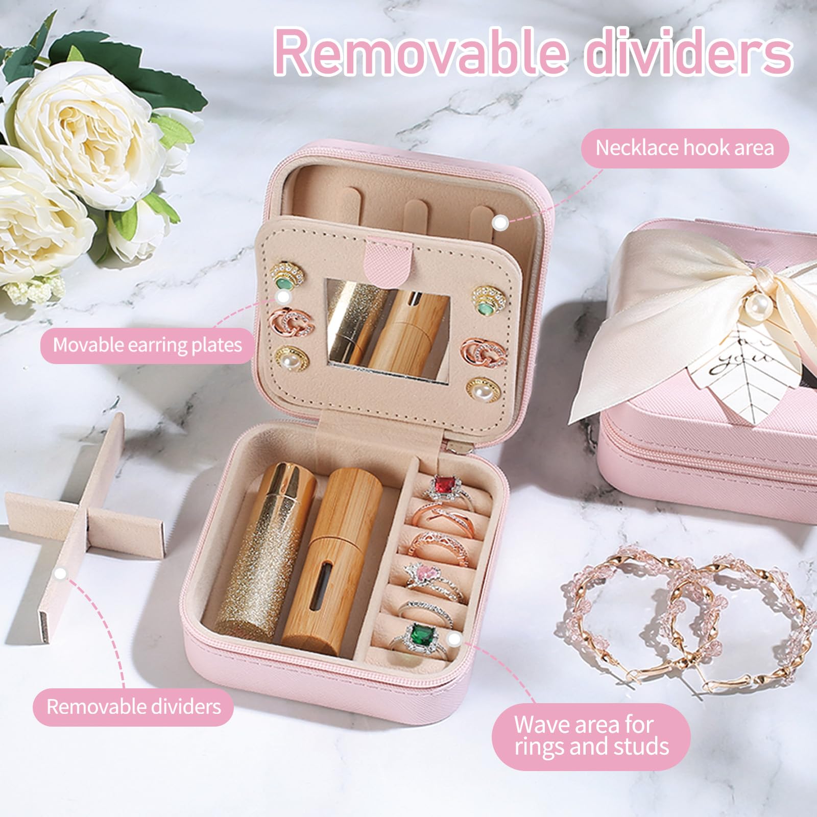 AYGXU Compact Travel Jewelry Organizer Box - Portable Jewelry Storage Case for Women & Girls - Perfect for Teen Gifts, Teacher Presents & Personalized Initials A-Z - Ideal for Vacations, Business Trips & Daily Use