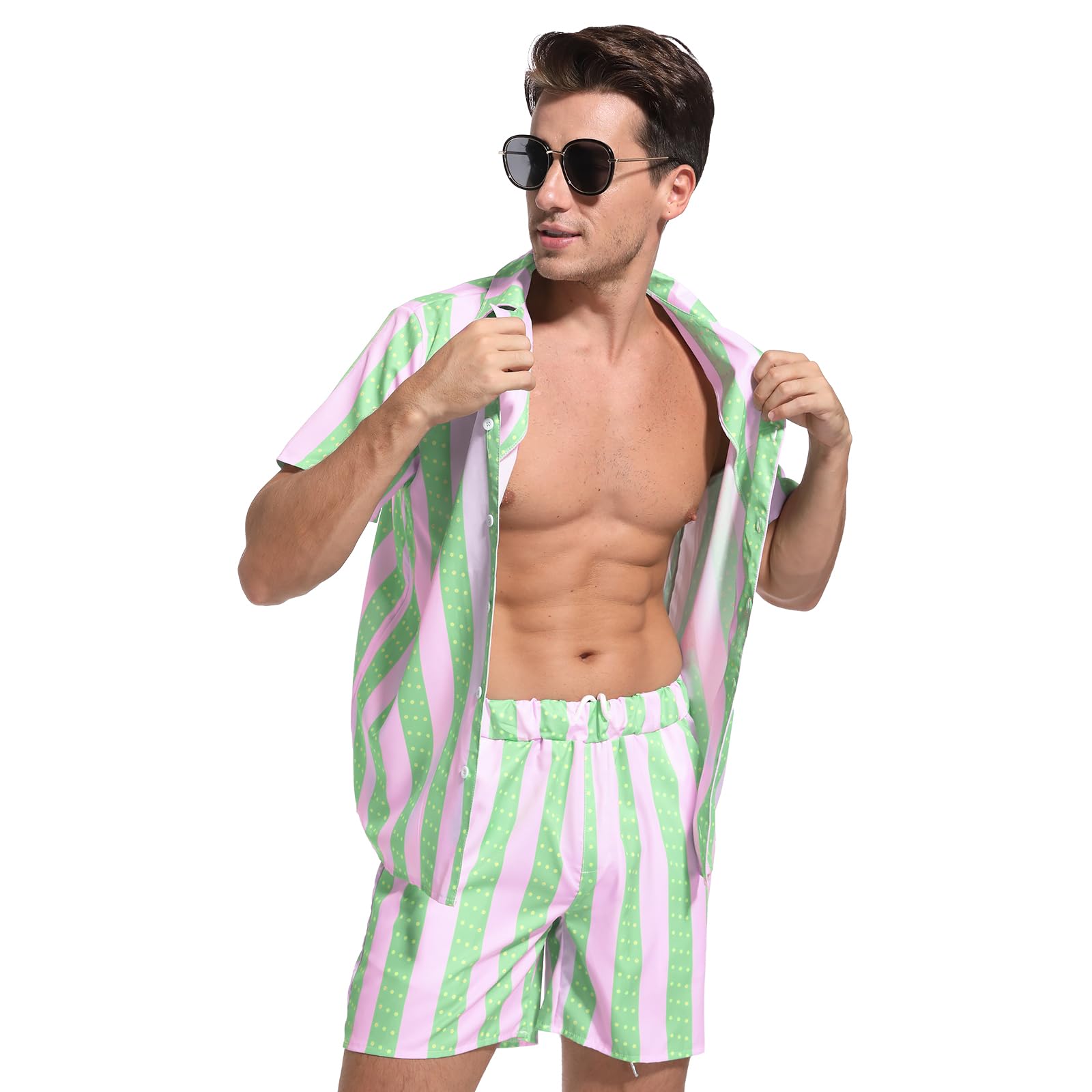 Men's Cosplay Costume Set - Halloween Party Outfit with Shirt & Shorts for Beach, Dress-Up & Adult Role Play | Perfect for Halloween, Cosplay Events & Themed Parties