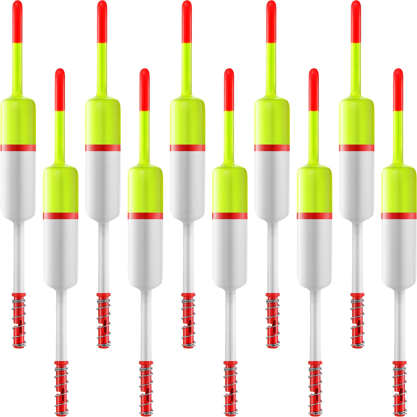 10-Piece Fishing Bobbers and Floats Set - Spring Slip Bobbers, Crappie Floats for Freshwater & Saltwater Fishing - Ideal for Crappie, Trout, Bass Fishing Accessories (Great for Lakes, Rivers, and Shore Fishing)