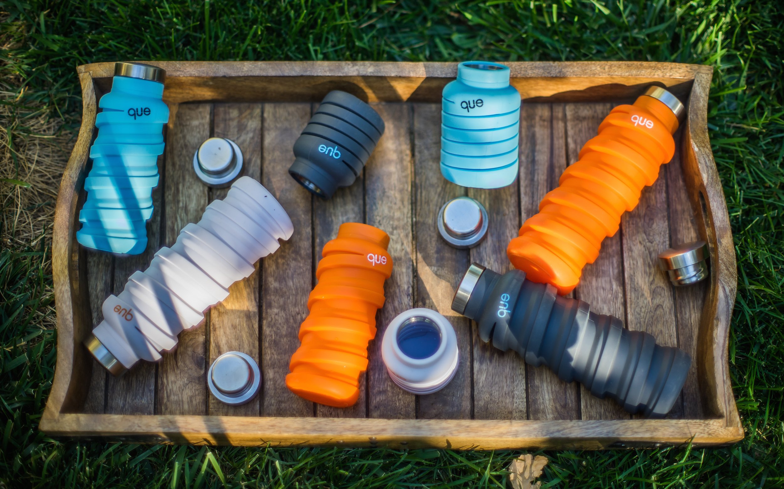 Que Bottle - Collapsible 12oz Reusable Water Bottle for Travel, Hiking & Gym | BPA-Free, Leak-Proof & Portable | Sunbeam Orange