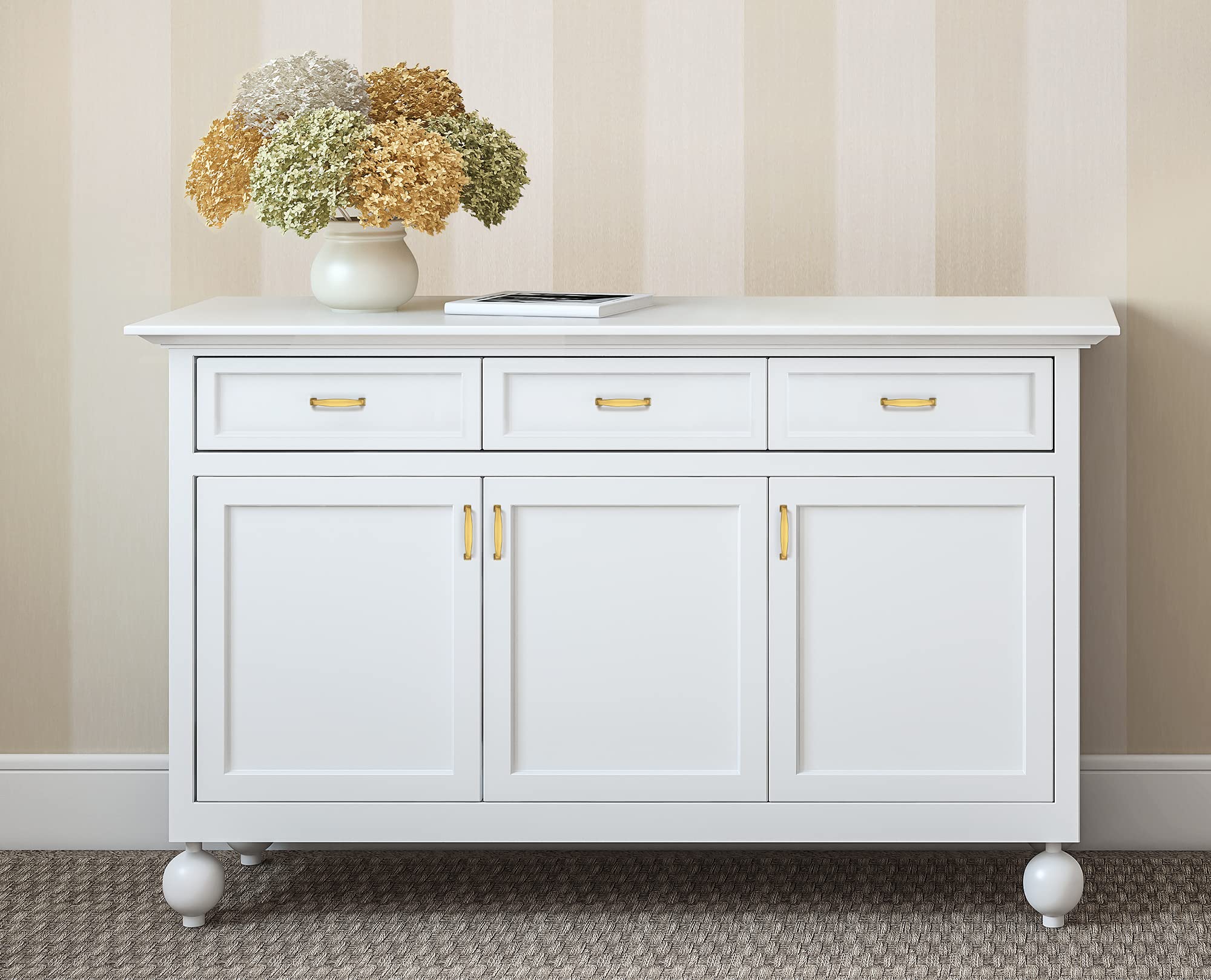 Brushed Brass Cabinet Handles 20 Pack - Solid 3.75