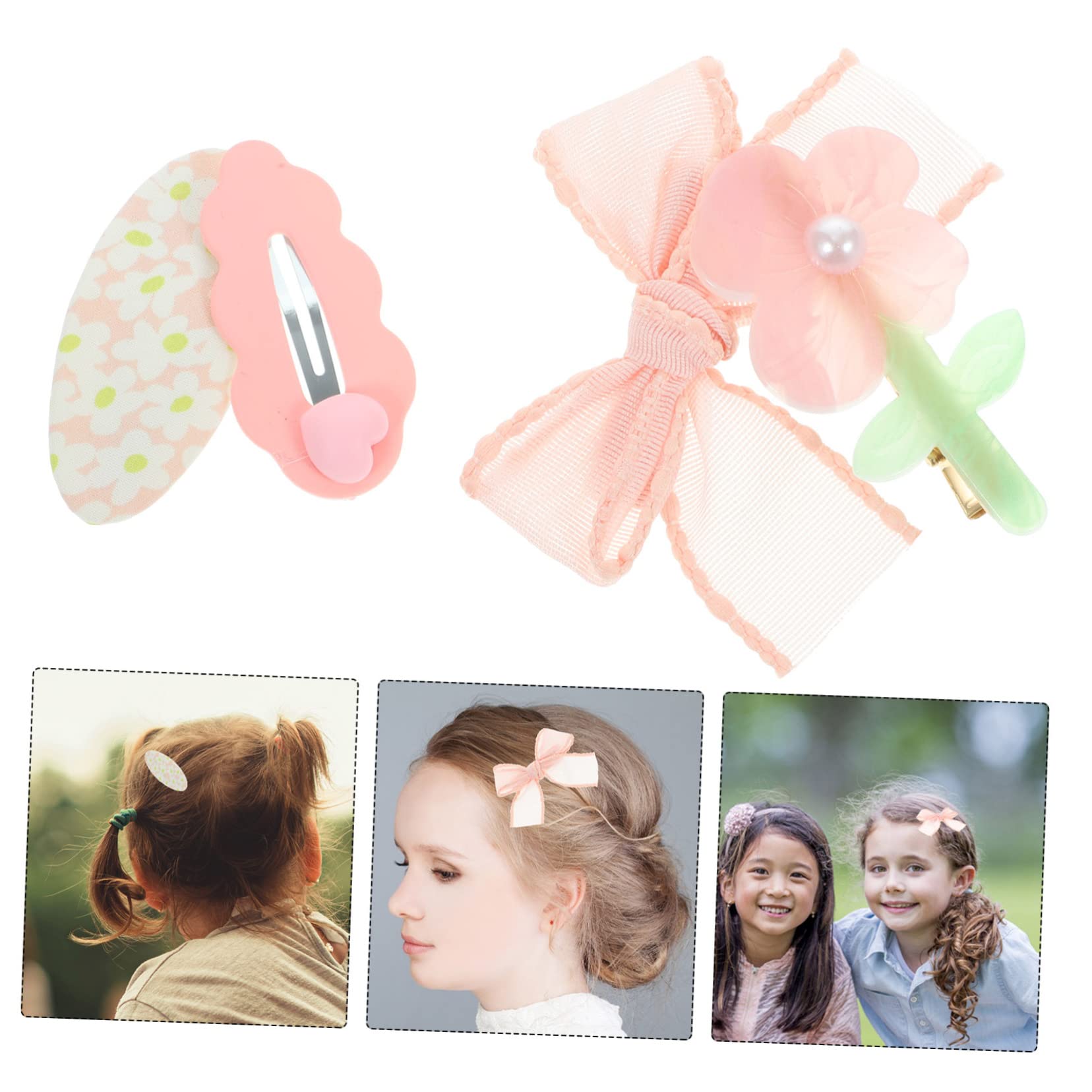 VICASKY 4-Pack Acrylic Flower Bow Hair Clips for Kids - Cute Hair Accessories for Toddler Girls & Boys, Non-Slip Hair Barrettes for Daily Wear, School, Parties & Special Occasions