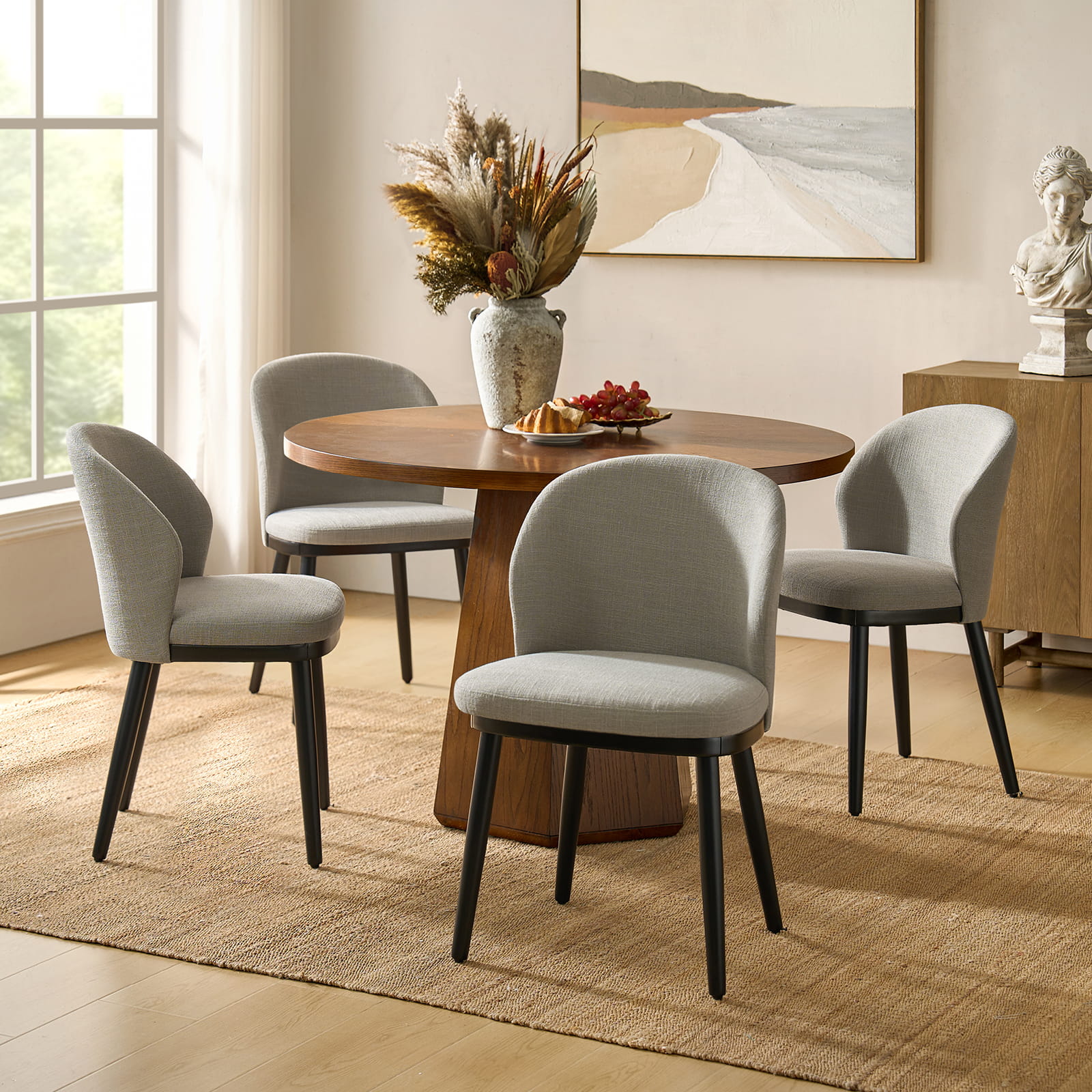 Premium Alrun Dining Chairs with Lumbar Support - Set of 2/4/6 - Modern Comfortable Kitchen & Dining Room Furniture for Home & Restaurant Use