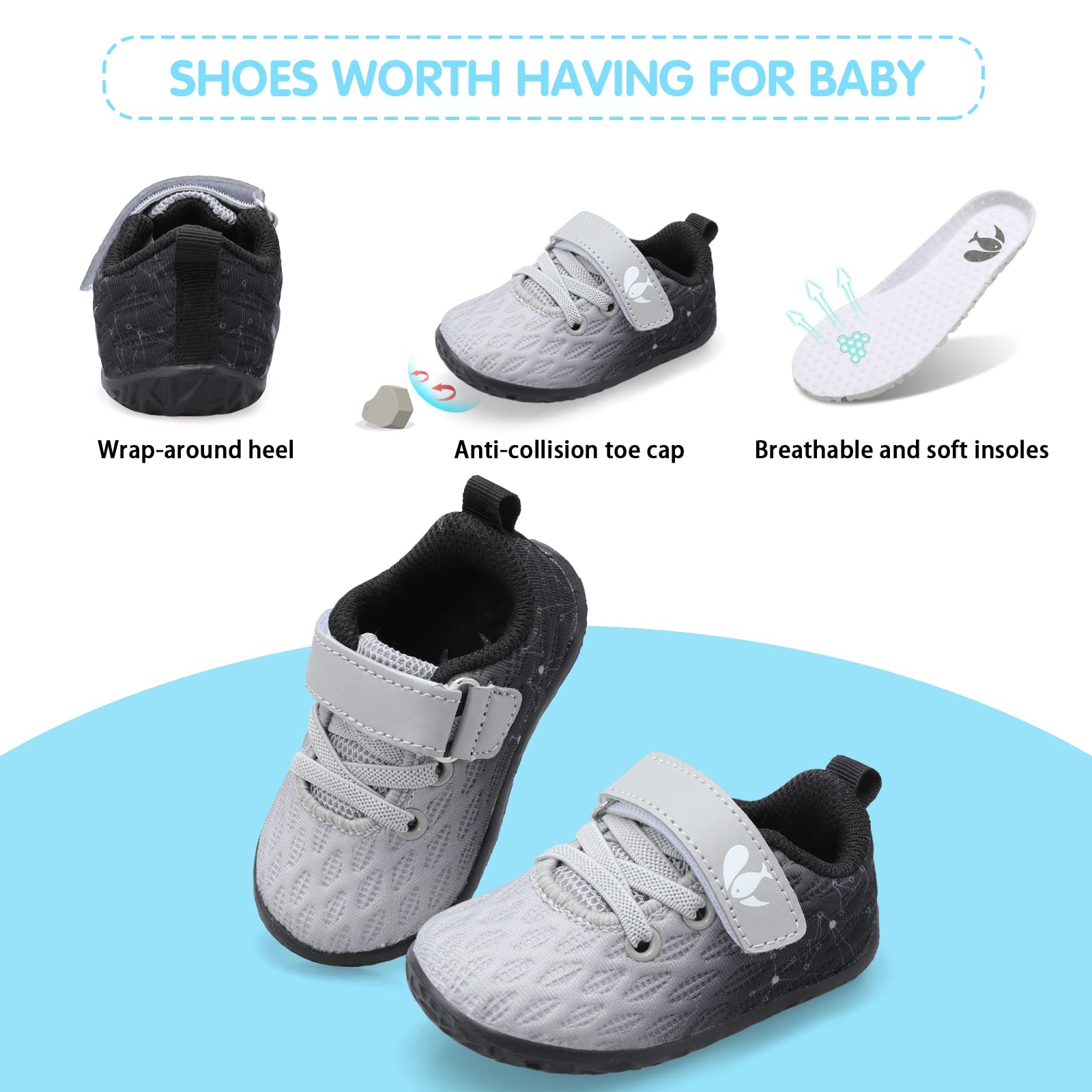 FEETCITY Baby Sneakers for Boys & Girls - Soft First Walking Shoes, Non-Slip Infant Crib Shoes & Comfortable Toddler Slip-Ons | Perfect for Newborns Learning to Walk, Playtime & Everyday Wear