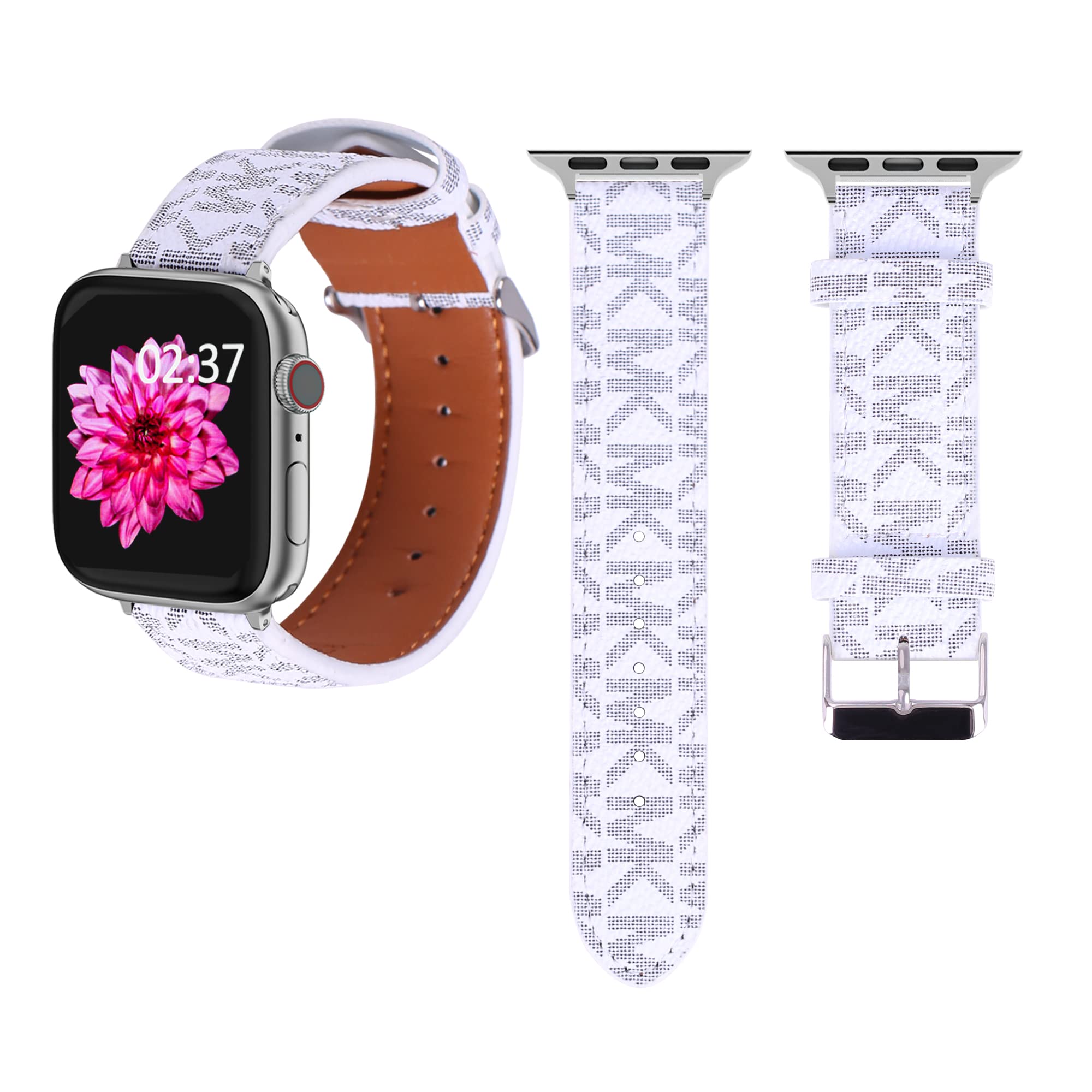 Premium Genuine Leather Apple Watch Bands - Compatible with 38mm 40mm 41mm 42mm 44mm 45mm (Series 1/2/3/4/5/6/7/SE) - Adjustable Replacement Strap for Women & Men - Perfect for Work, Gym & Everyday Wear