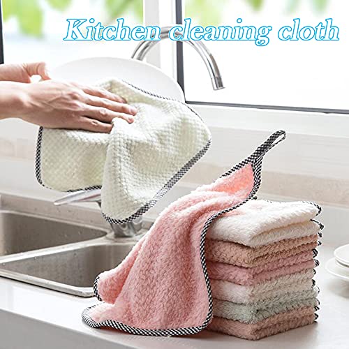 Leeonz 2-Pack Premium Absorbent Kitchen Dish Towels - Reusable Lint-Free Dish Cloths for Washing Dishes & Cleaning - Soft Coral Velvet Dish Towels (White) - Perfect for Kitchen, Dining & Household Cleaning