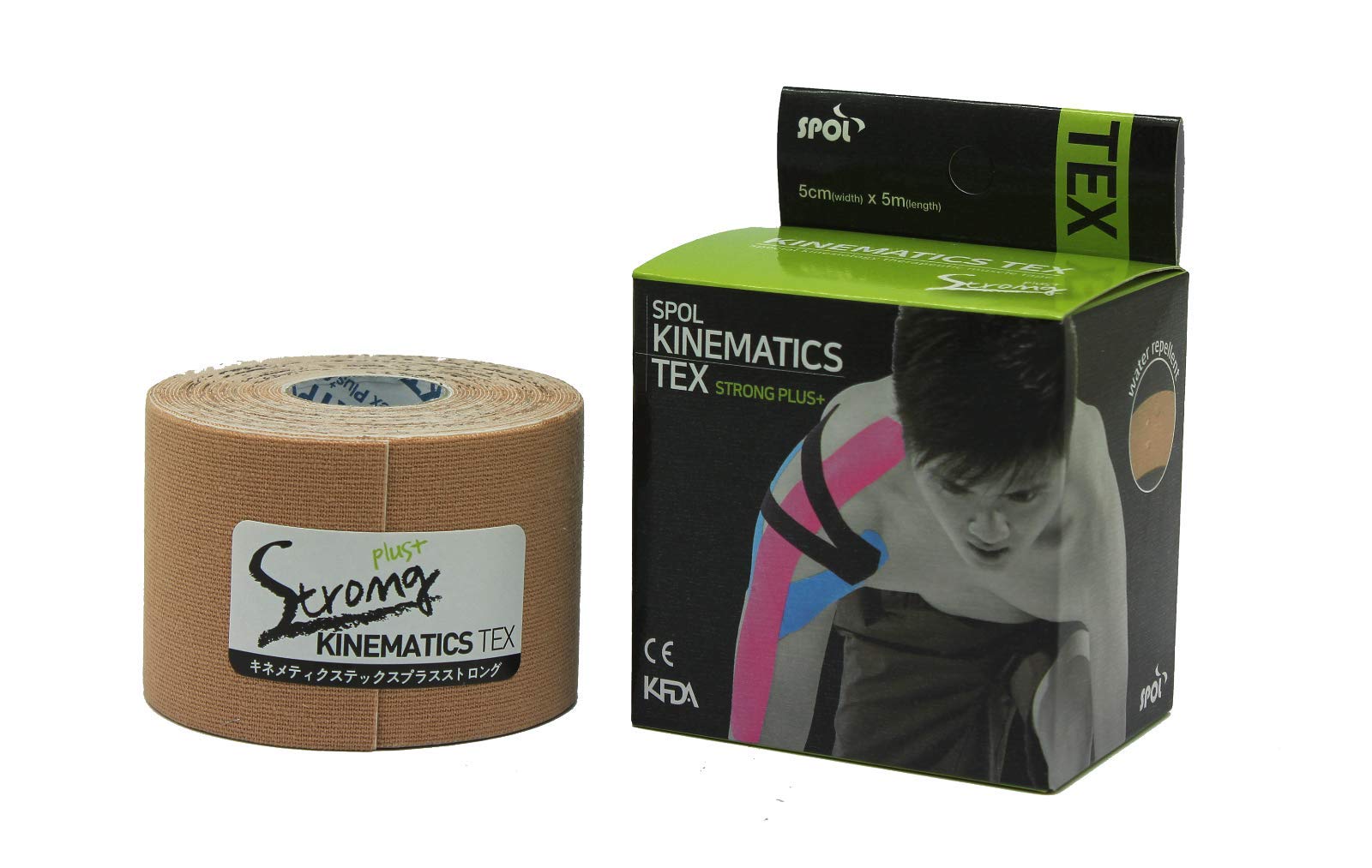 SPOL Kinematics Strong Sports Tape - Kinesiology Tape for Muscle Support & Pain Relief - 20% Stronger Adhesion, 1.97in x 5m Roll - 10 Colors (Beige) - Ideal for Athletes, Gym Workouts & Injury Recovery