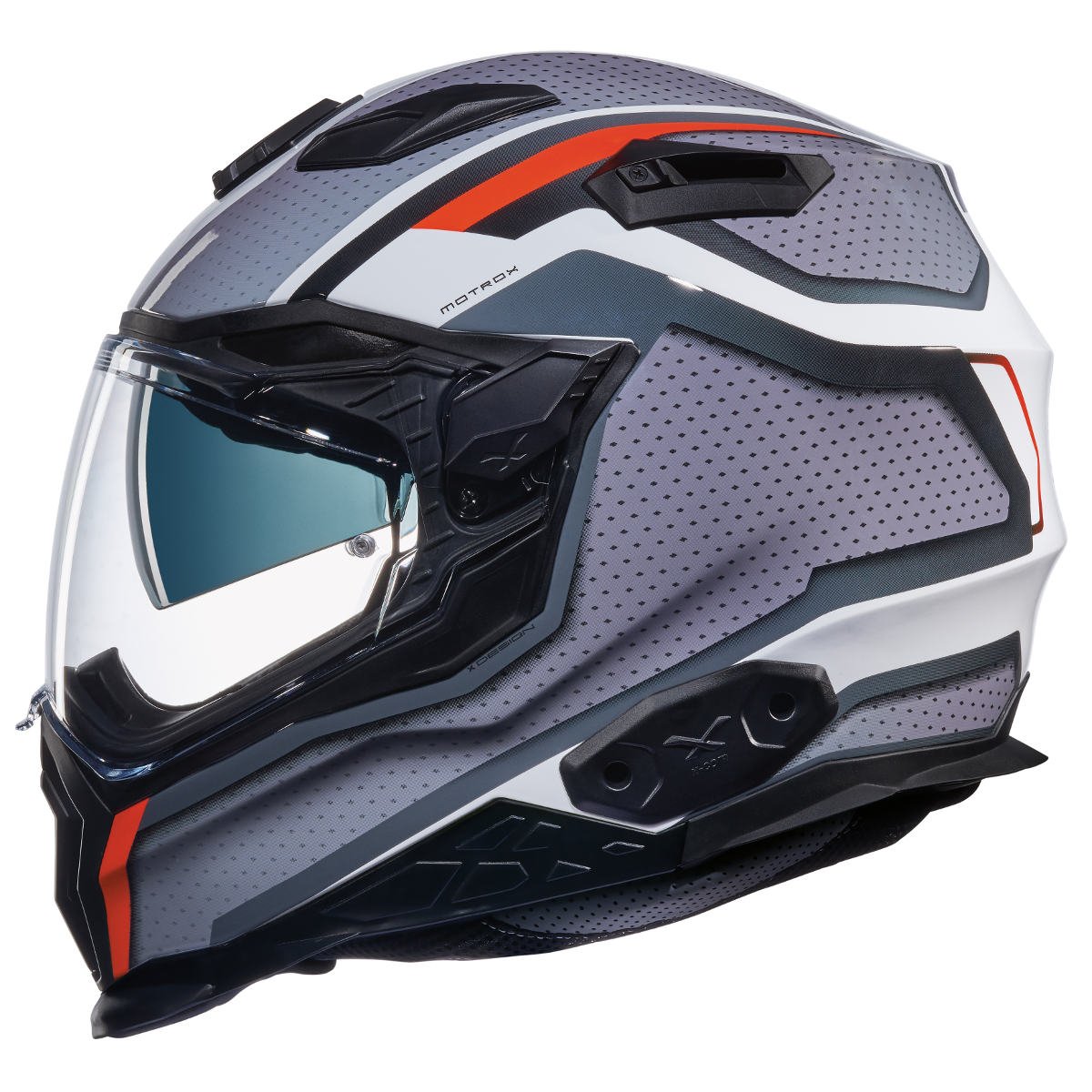 Nexx X.WST 2 XWST Motrox Full Face Motorcycle Helmet - White, Grey & Red (XL) - DOT Certified for Street & Touring Rides - Perfect for Commuting, Highway Cruising & Long-Distance Motorcycle Trips