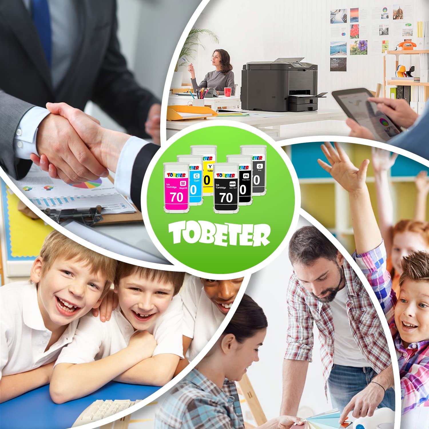 HP 70 Ink Cartridge 130ML - 6 Pack for DesignJet Printers - Office & Graphic Design Use