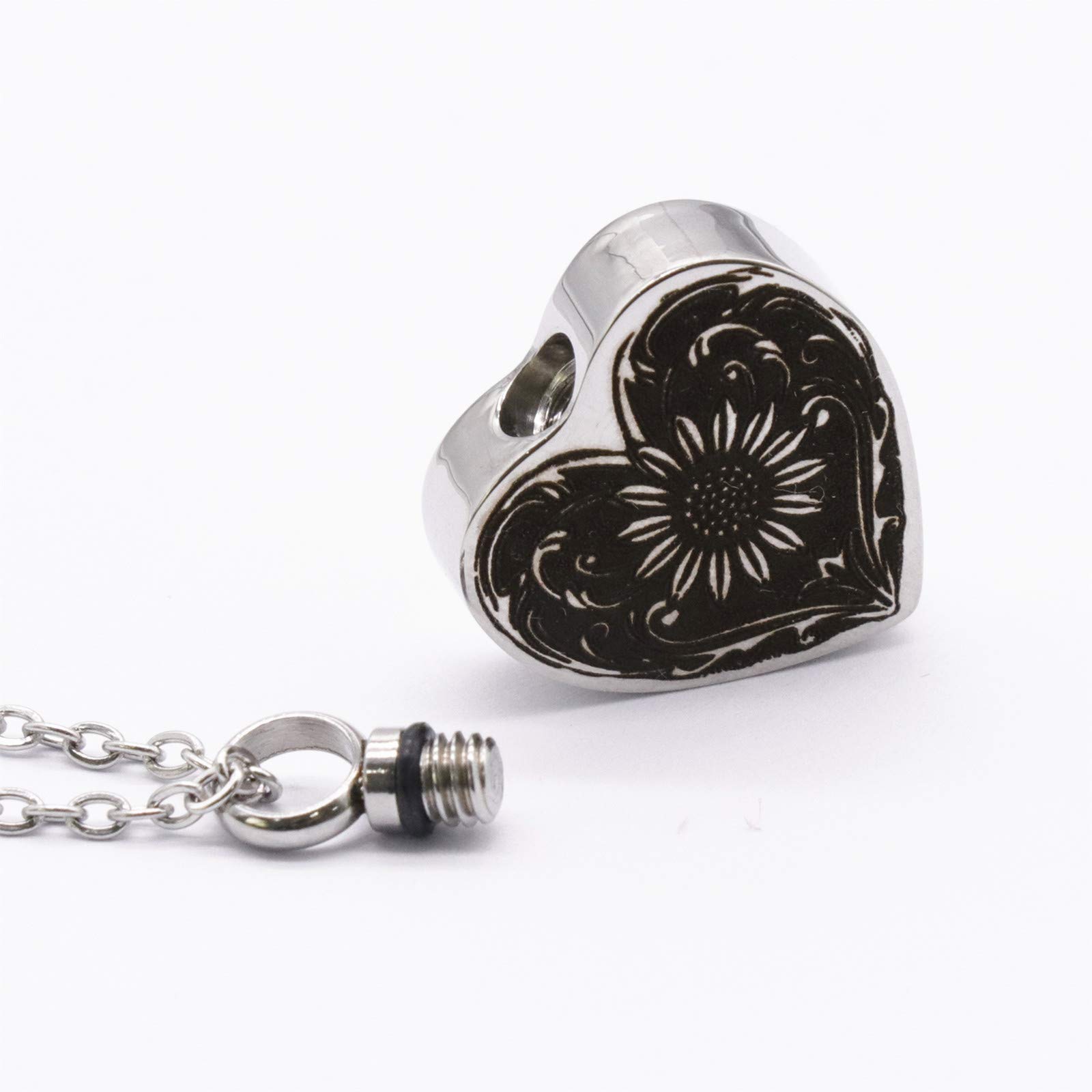 ATOP Sunflower Cremation Memorial Jewelry - Stainless Steel Ashes Keepsake Urn Necklace with Engraved Locket, Waterproof Memorial Pendant for Loved Ones (Includes Tools & Gift Box) - Perfect for Funeral Services, Memorial Ceremonies & Keeping Memories Close