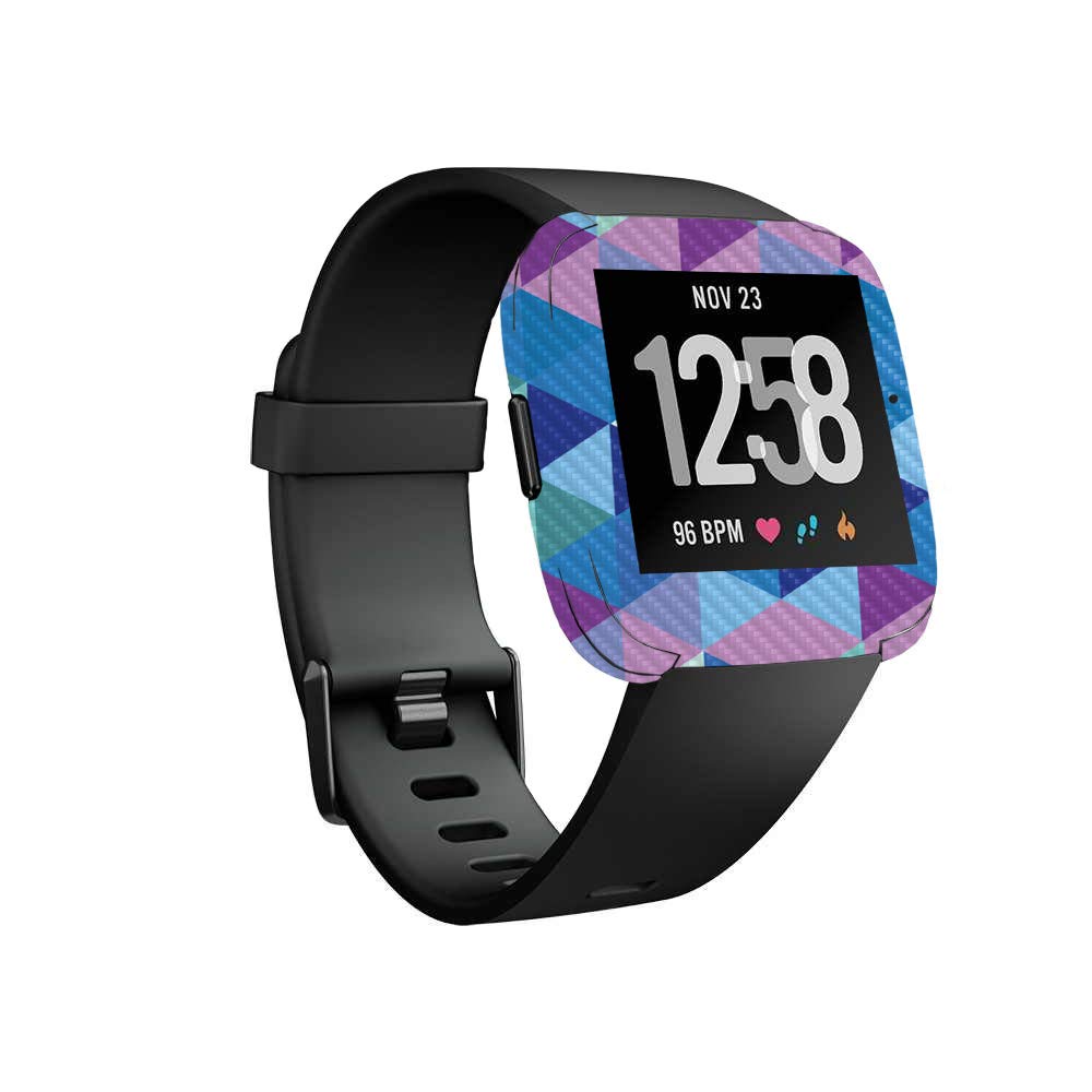 MightySkins Carbon Fiber Skin for Fitbit Versa - Purple Kaleidoscope | Protective Durable Textured Cover | Easy to Apply & Remove | Made in USA | Perfect for Gym, Work & Daily Wear
