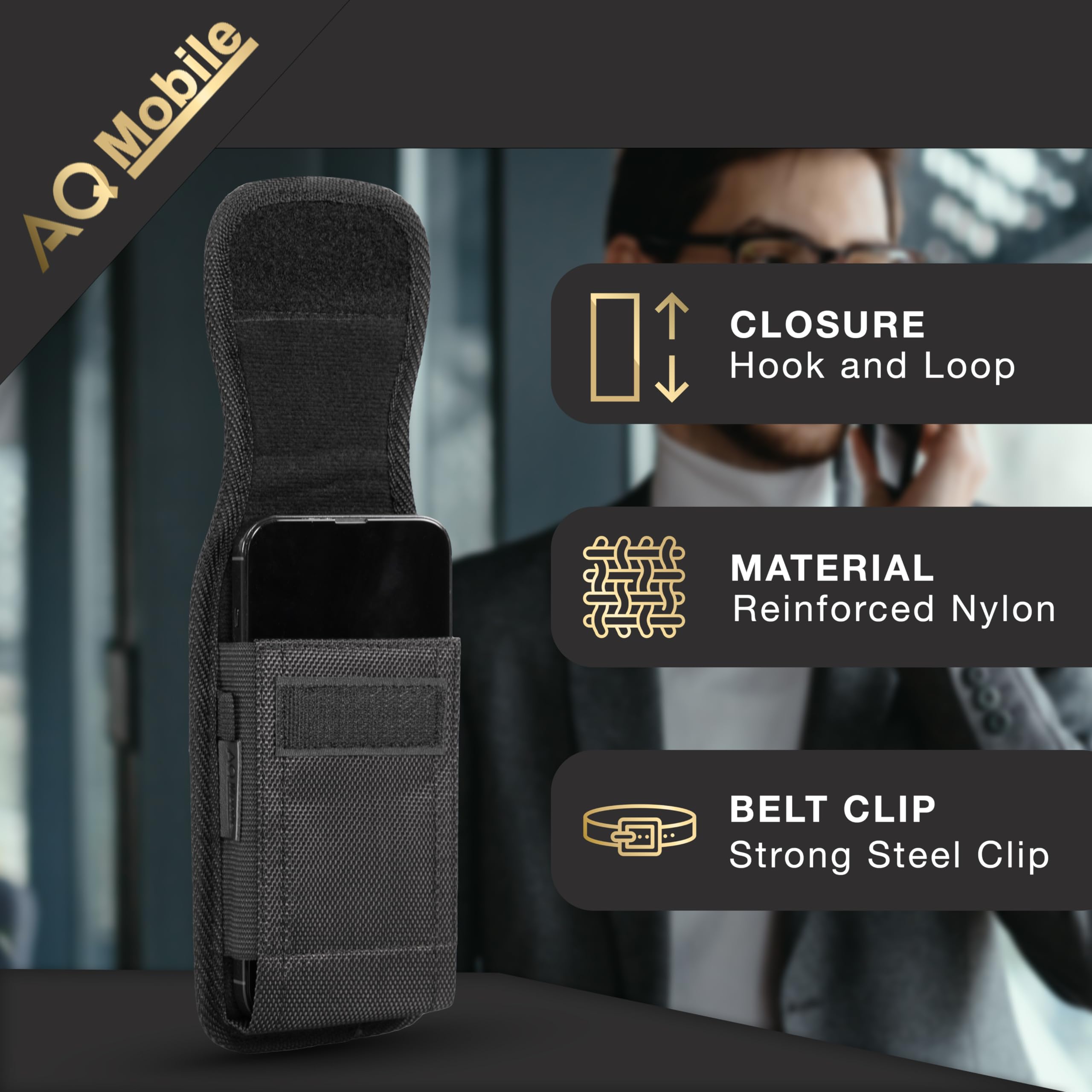 Vertical Phone Holster Belt Case - Compatible with iPhone SE 2022/2020, iPhone 8/7/6 - Nylon Waist Pouch (5.5