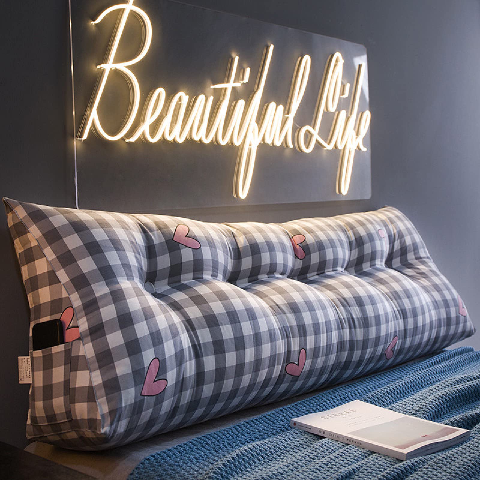 **Large Triangular Wedge Pillow for Bed - 47x20 Inch Bolster Headboard, Reading & Back Support Cushion - Perfect for Daybeds, Dorms, Lumbar Support & Wedding Gifts**    (*Ideal for reading in bed, relaxing, back pain relief, or as a stylish decorative pillow for daybeds and guest rooms.*)