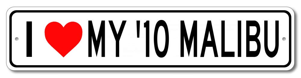 2010-2010 Chevy Malibu 'I Love My Car' Aluminum Garage Sign - 4x18 Inch Rustic Wall Decor for Man Cave, Garage & Auto Shop - Perfect Gift for Car Enthusiasts