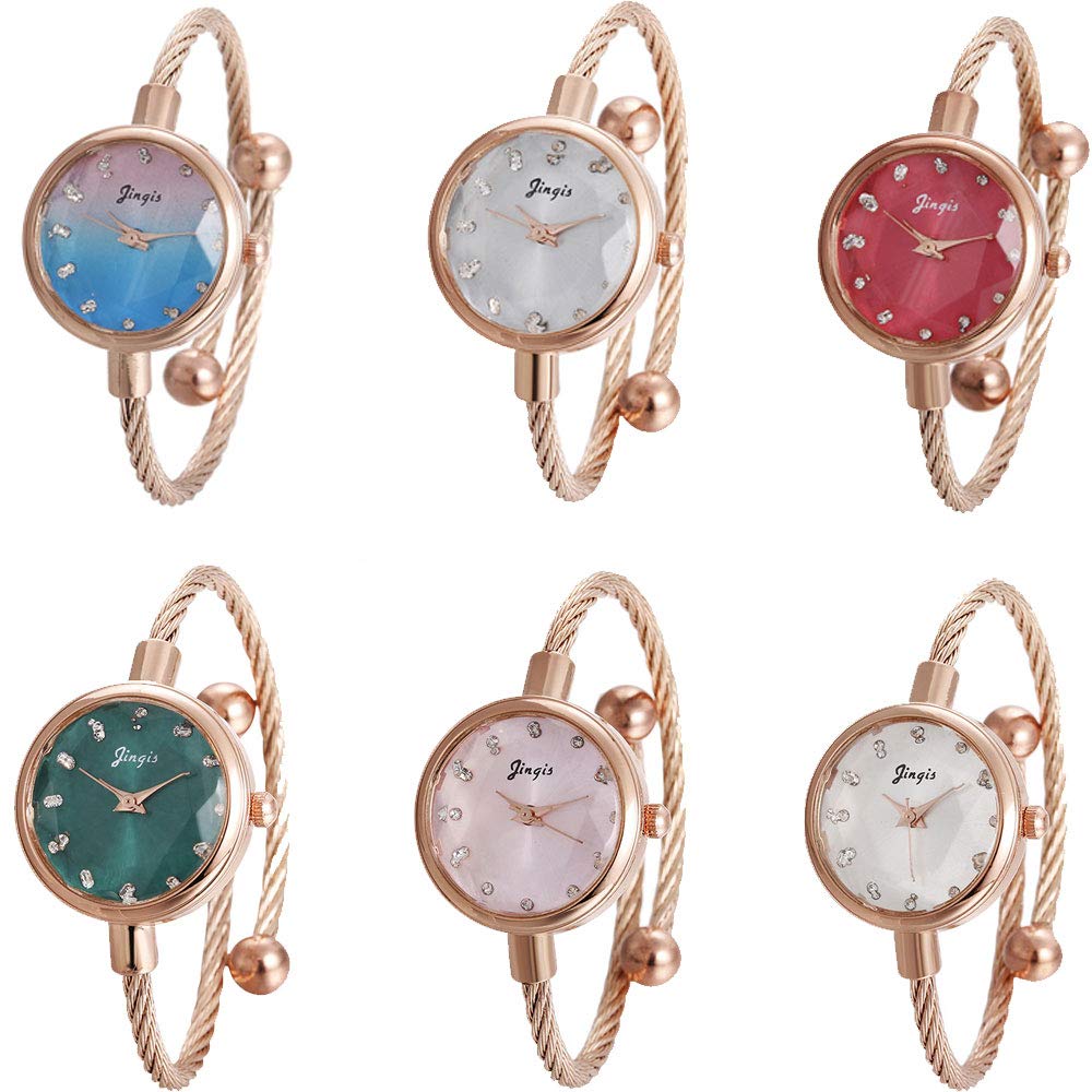 6 Assorted Rhinestone Bracelet Watches for Women - Elegant Dress Wristwatch for Christmas Gifts