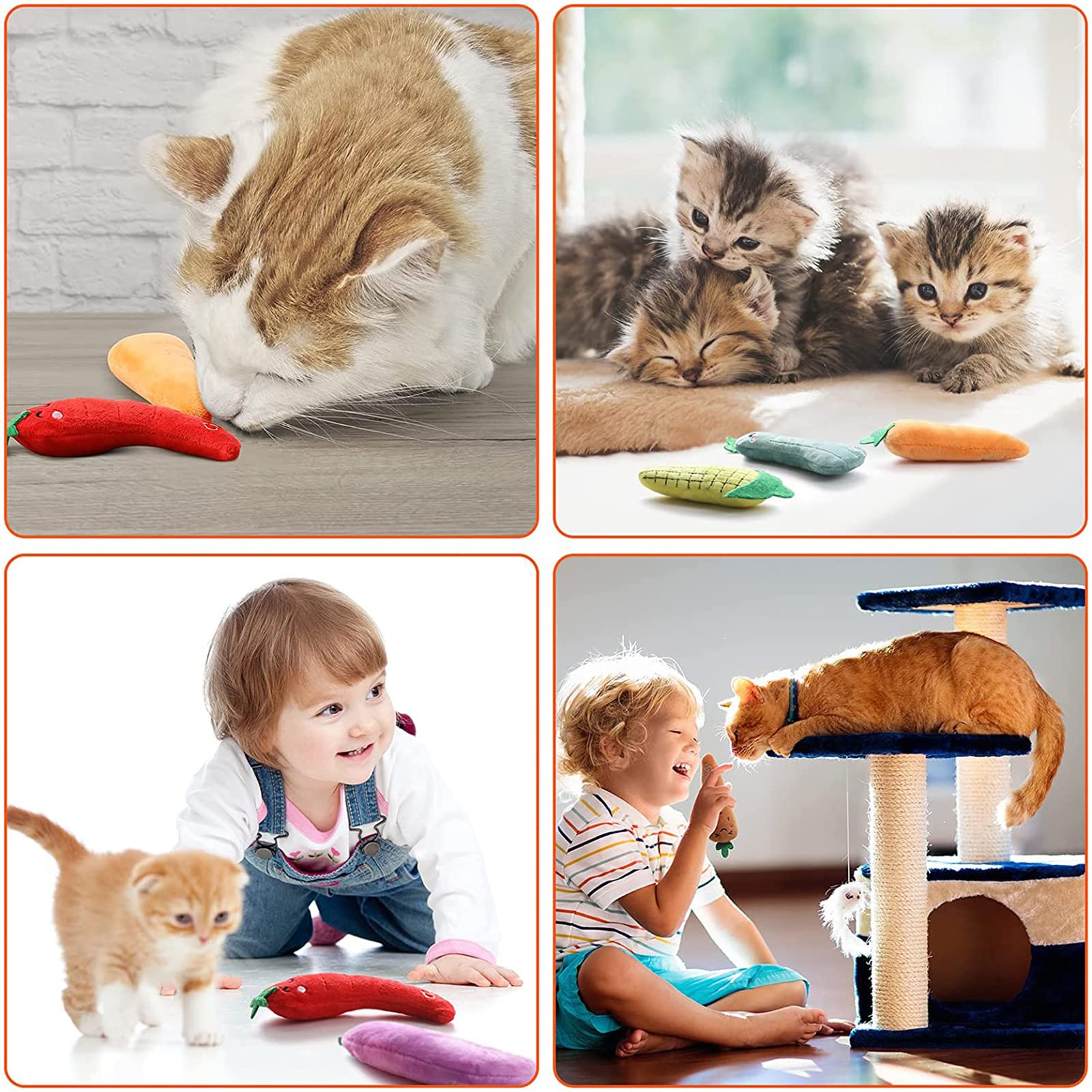 5PCS Catnip Cat Toys for Indoor Cats - Soft Plush Chew Pet Toys with Catnip, Interactive Teething Chew Toys for Kittens & Adult Cats (Fruit Theme) - Perfect for Playtime, Training & Stress Relief