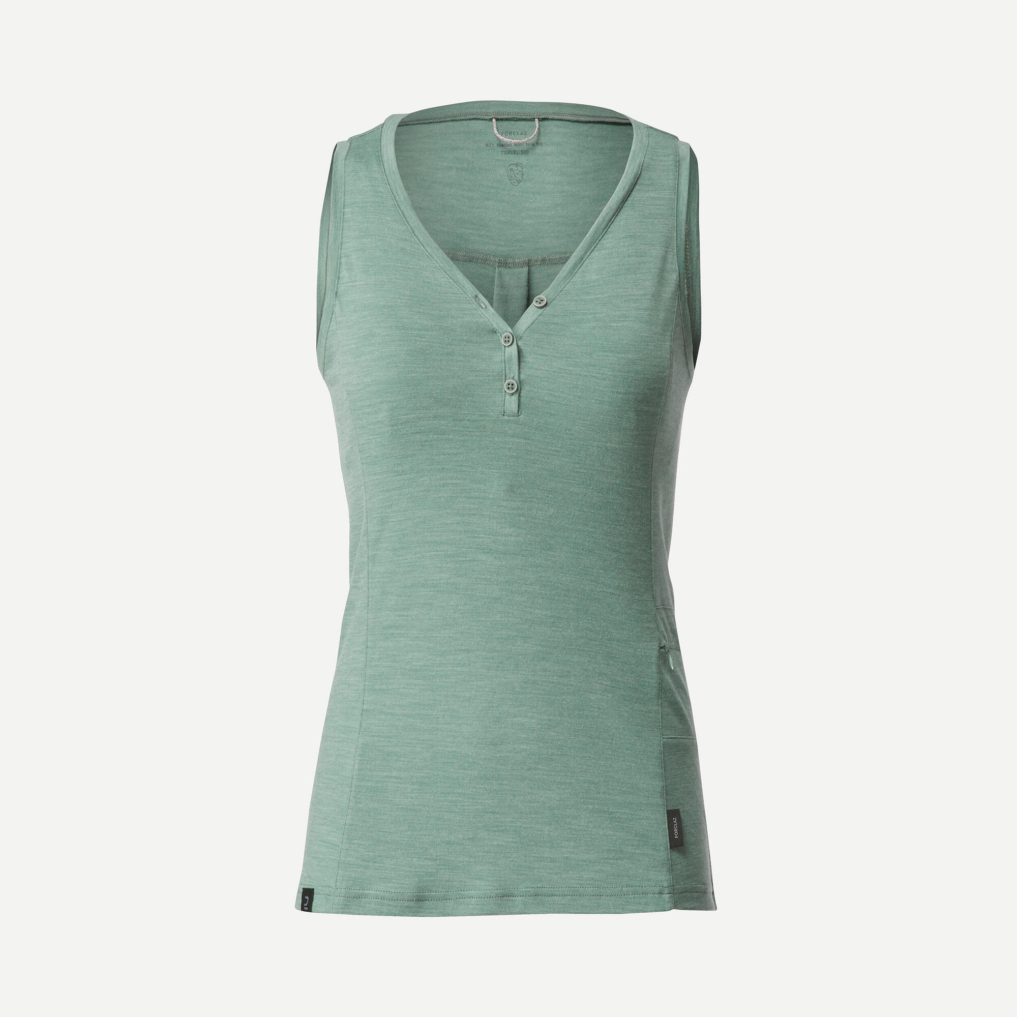 Forclaz Women's Merino Wool Backpacking & Travel Tank Top - Breathable, Moisture-Wicking Hiking Shirt for Outdoor Adventures & Camping