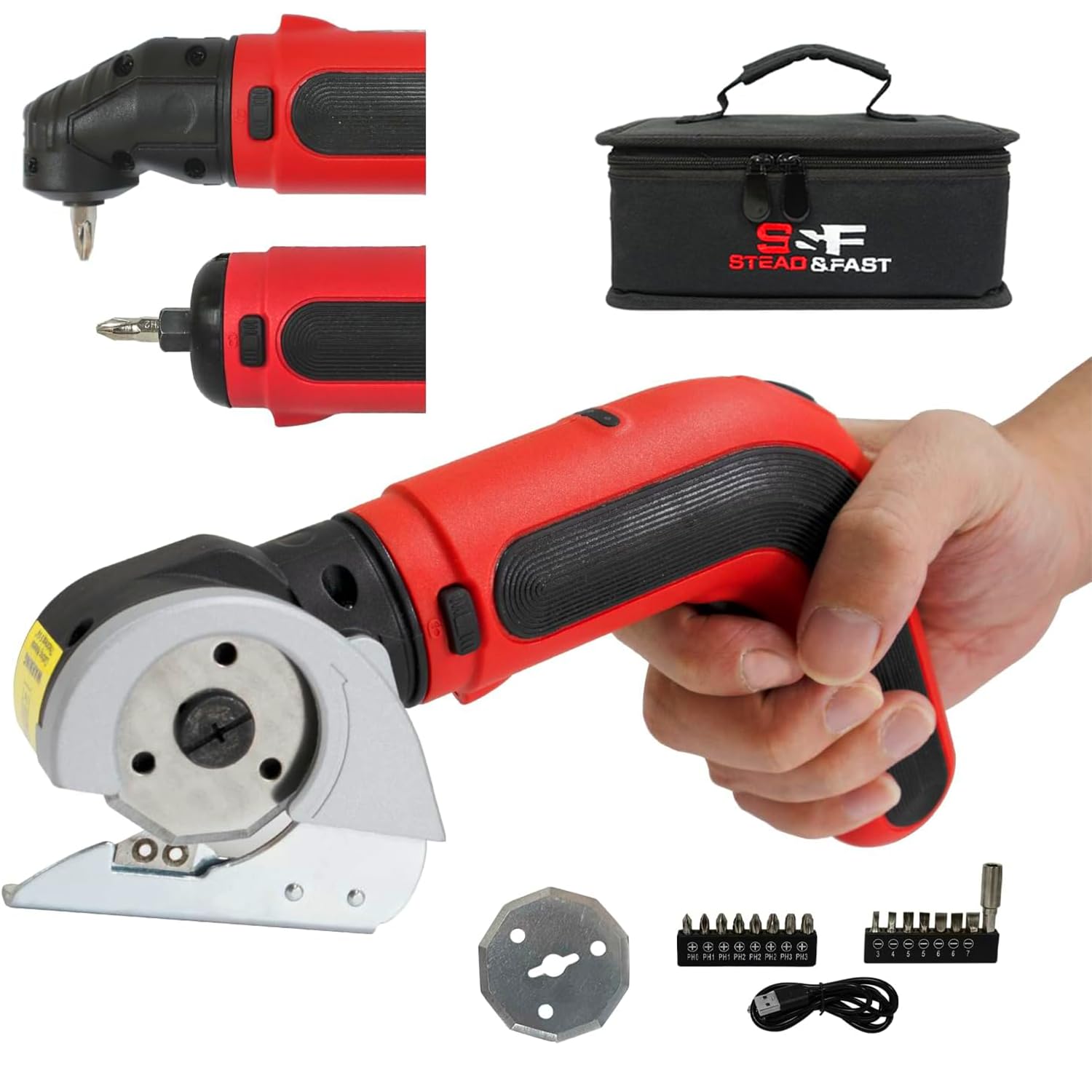 S&F STEAD & FAST 4V Cordless Electric Box Cutter - Rechargeable Power Scissors for Cardboard, Leather, Paper Cutting | Perfect for Crafting, Packaging, DIY Projects & Home Office Use