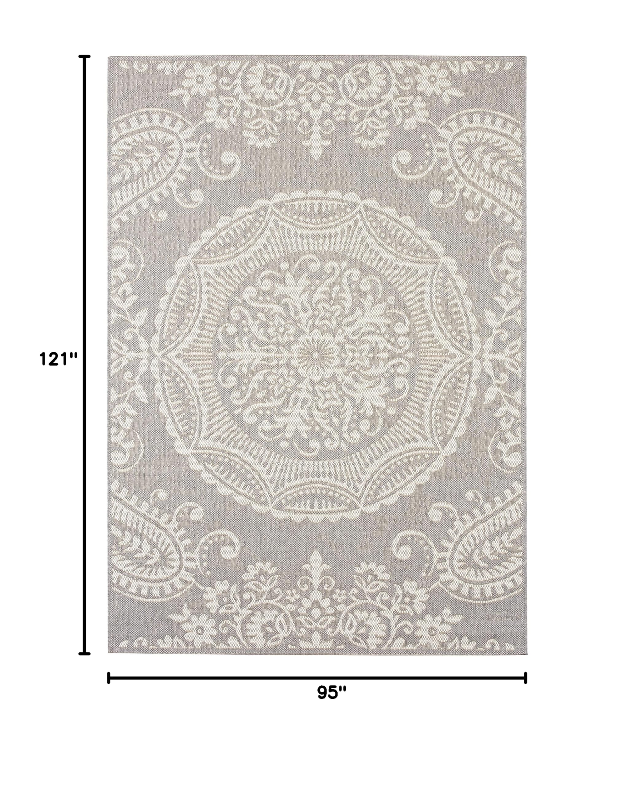 Townley Medallion Flatweave Indoor/Outdoor Area Rug - Durable & Stylish for Living Room, Patio, Bedroom Decor
