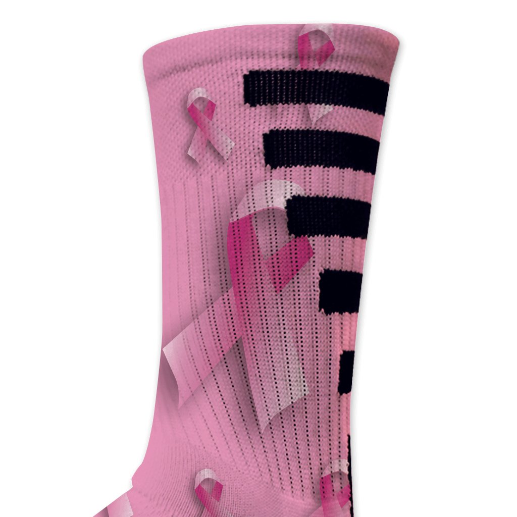 VictoryStore Apparel - Breast Cancer Awareness Pink Ribbon Athletic Crew Socks for Women & Men - Running, Yoga, Workout & Everyday Comfort