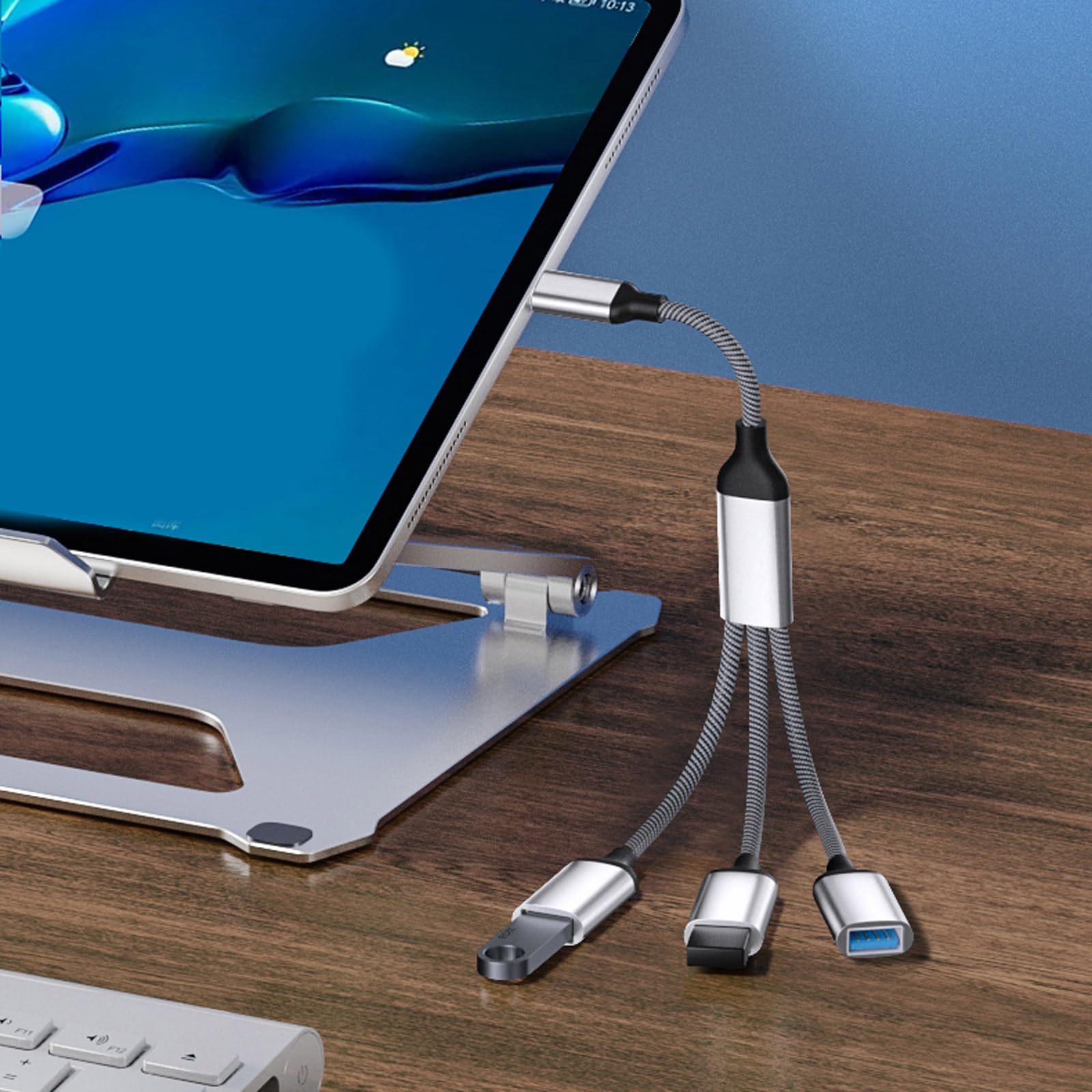 Paopaoldm USB C Hub with 3 USB 2.0 Ports - Alloy USB C to 3 USB OTG Adapter Splitter with Braided Cable - Fast Data Transfer for Laptop, Phone, Tablet - Perfect for Office, Travel & Home Use