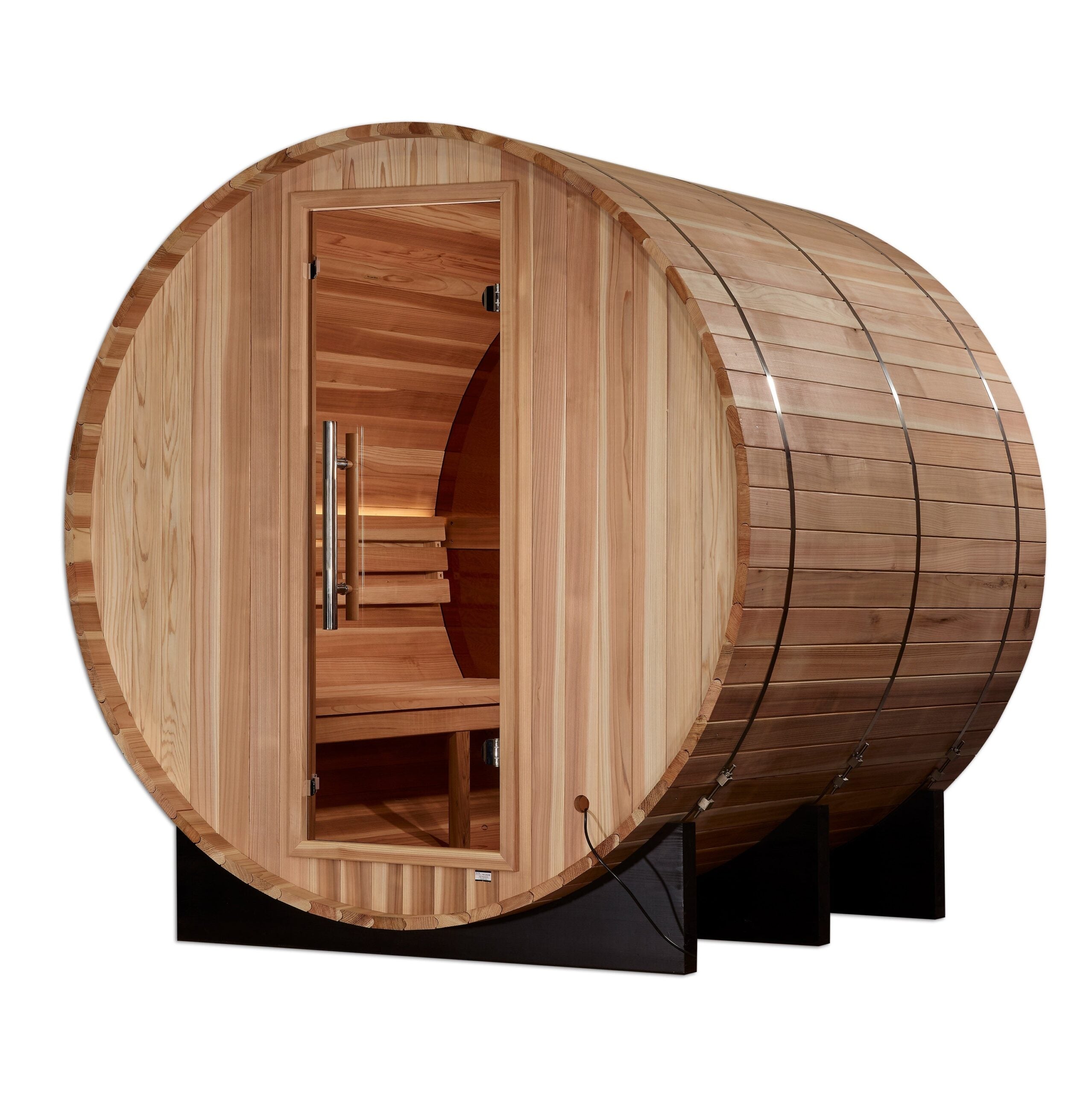 Golden Designs Klosters 6-Person Barrel Sauna - Premium Pacific Cedar Wood - Outdoor/Indoor Home Spa Relaxation & Detox