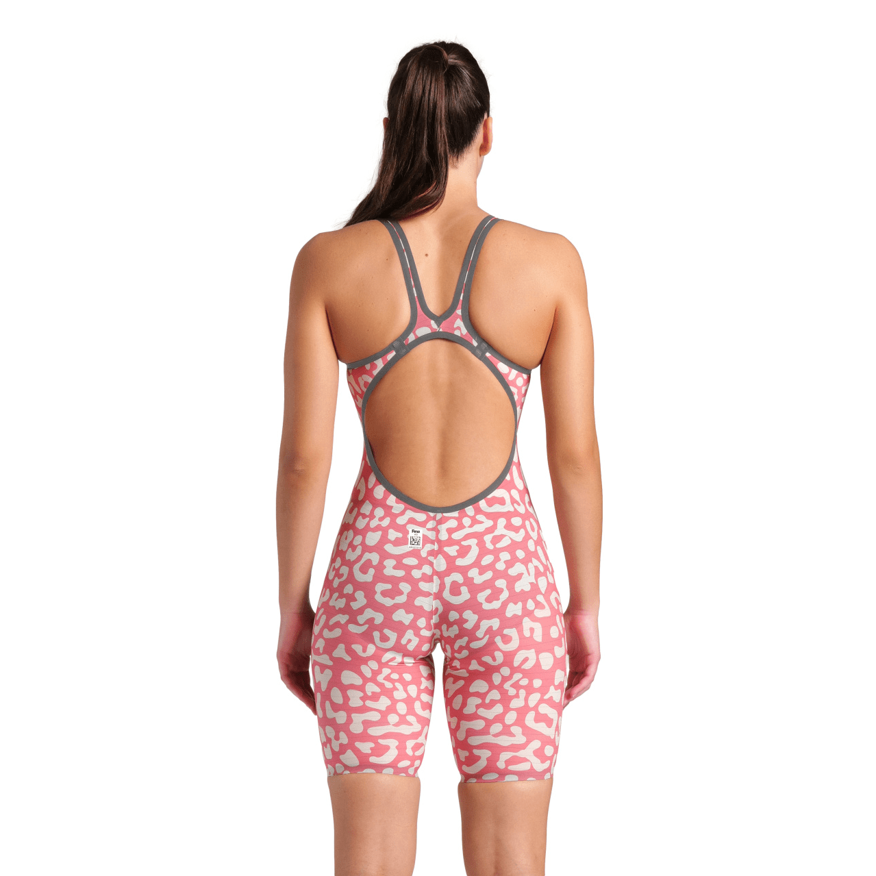 Arena Powerskin Carbon Air 2 Open Back Women's Kneeskin Swimsuit - Limited Edition Leopard Geranium Print - High Performance Competitive Swimwear for Training & Racing