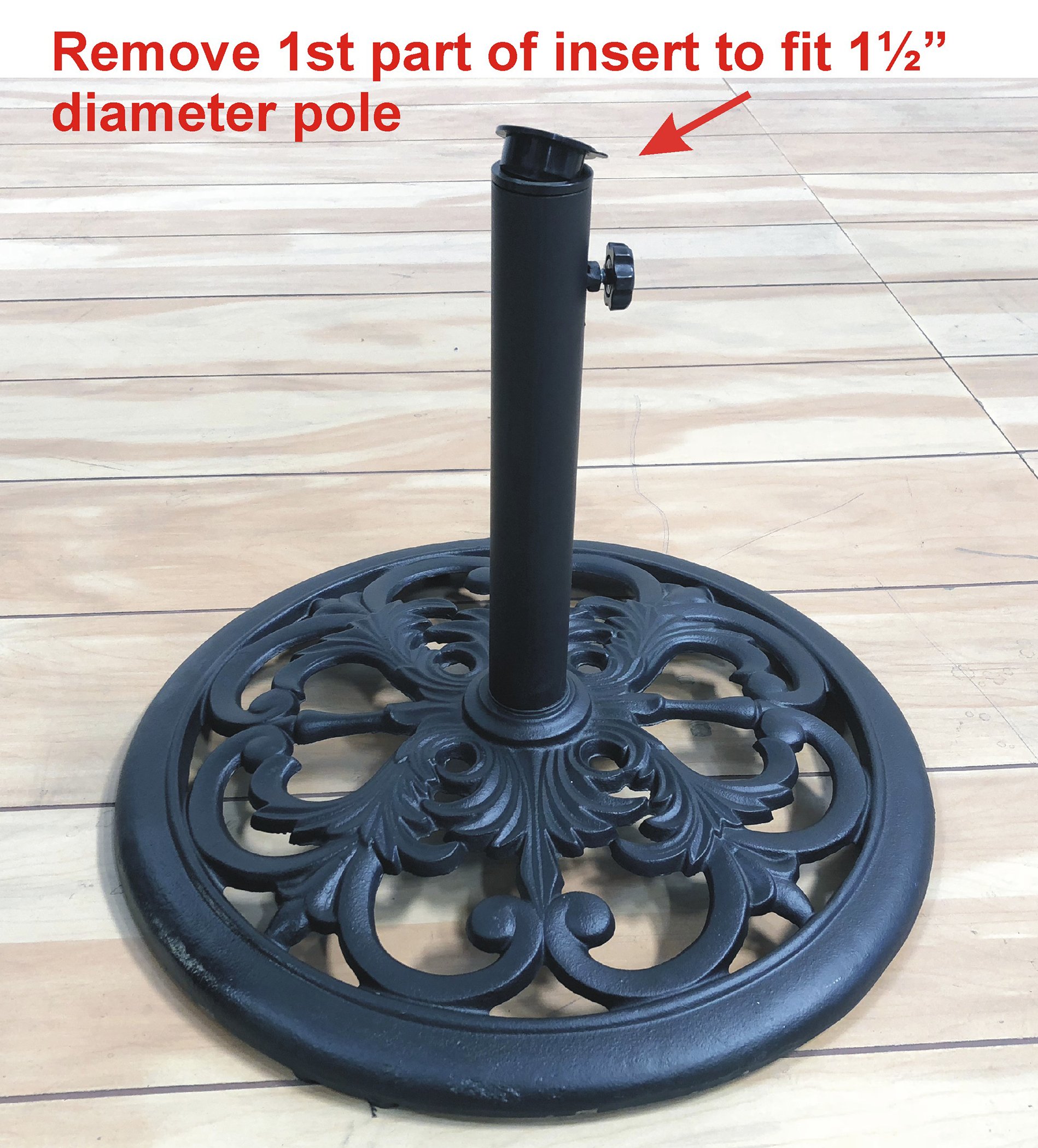 30 Pound Black Powder Coated Cast Iron Umbrella Stand - Heavy Duty Outdoor Patio Decor for Garden, Poolside & Porch Use