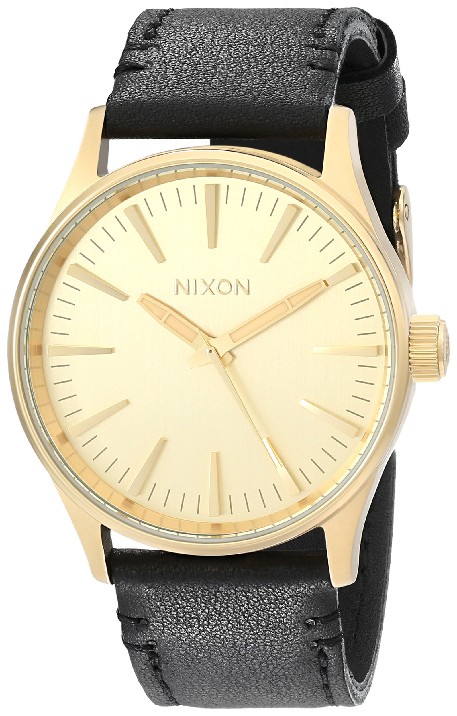 Nixon Men's A377 Sentry 38mm Stainless Steel Watch with Leather Band - Stylish Analog Watch for Business, Casual & Everyday Wear