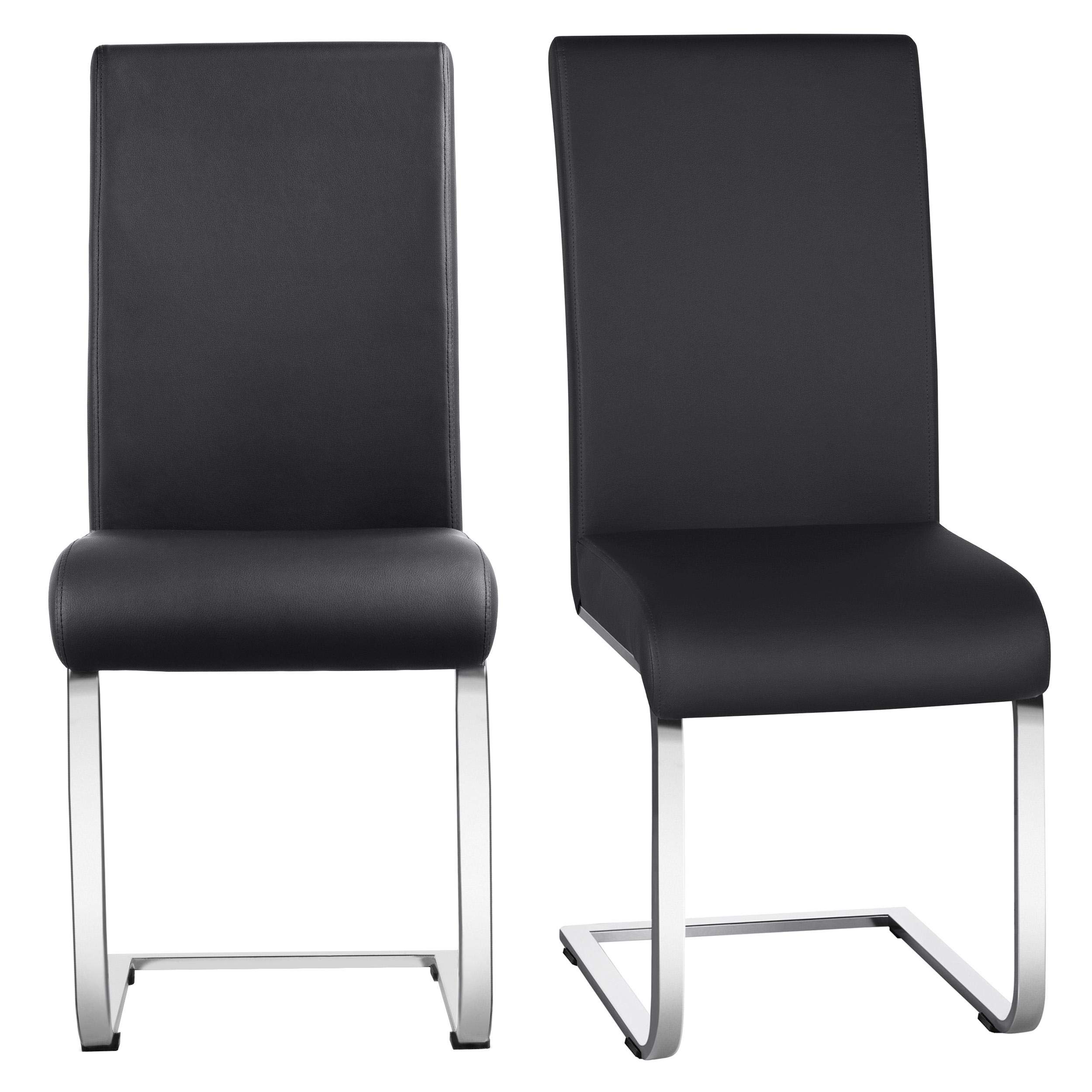 Topeakmart 2-Piece Modern PU Leather Office Chairs - Armless Upholstered Side Chairs with Metal Legs for Home, Kitchen, Living Room & Lounge (Set of 2, Black) - Perfect for Dining, Working & Relaxing
