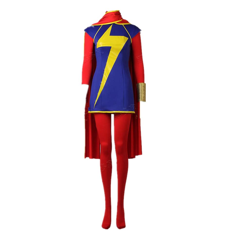 Ms. Marvel Kamala Khan Cosplay Costume - Full Spandex Suit with Cape for Halloween, Comic Con & Superhero Parties | Official Marvel Inspired Outfit