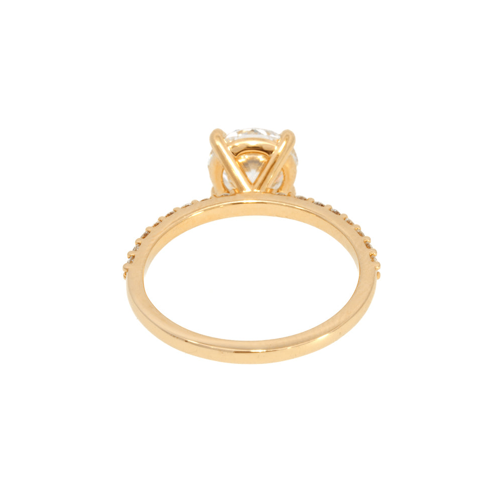 Exquisite Diamond Solitaire Ring with Diamond Pave Semi Eternity Band - Perfect for Engagement, Wedding & Anniversary Gifts